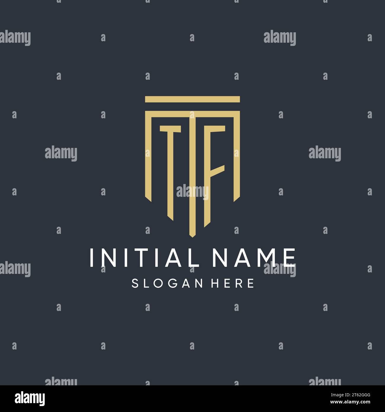 TF monogram with modern and luxury shield shape design vector graphic Stock Vector