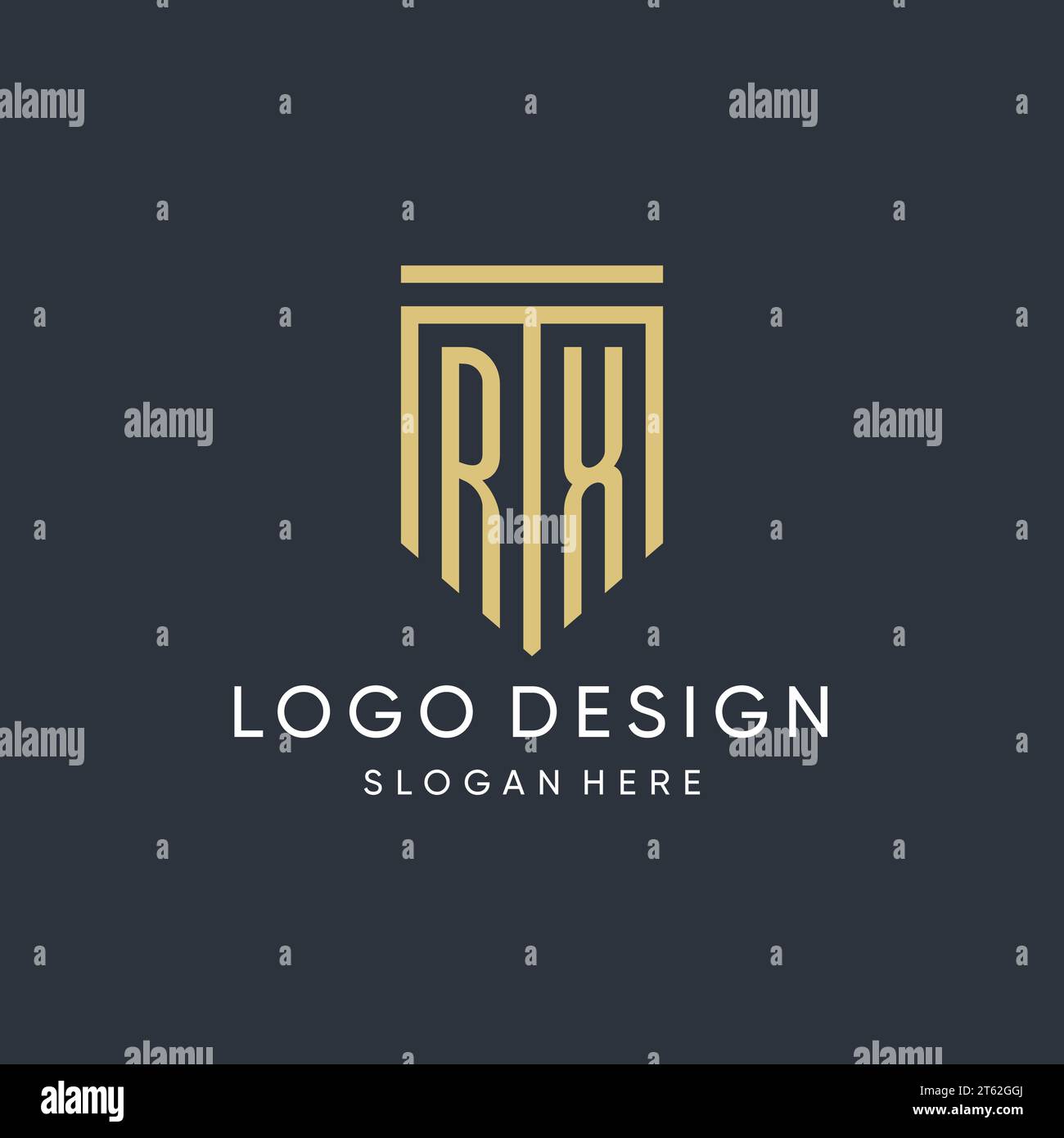 RX monogram with modern and luxury shield shape design vector graphic Stock Vector