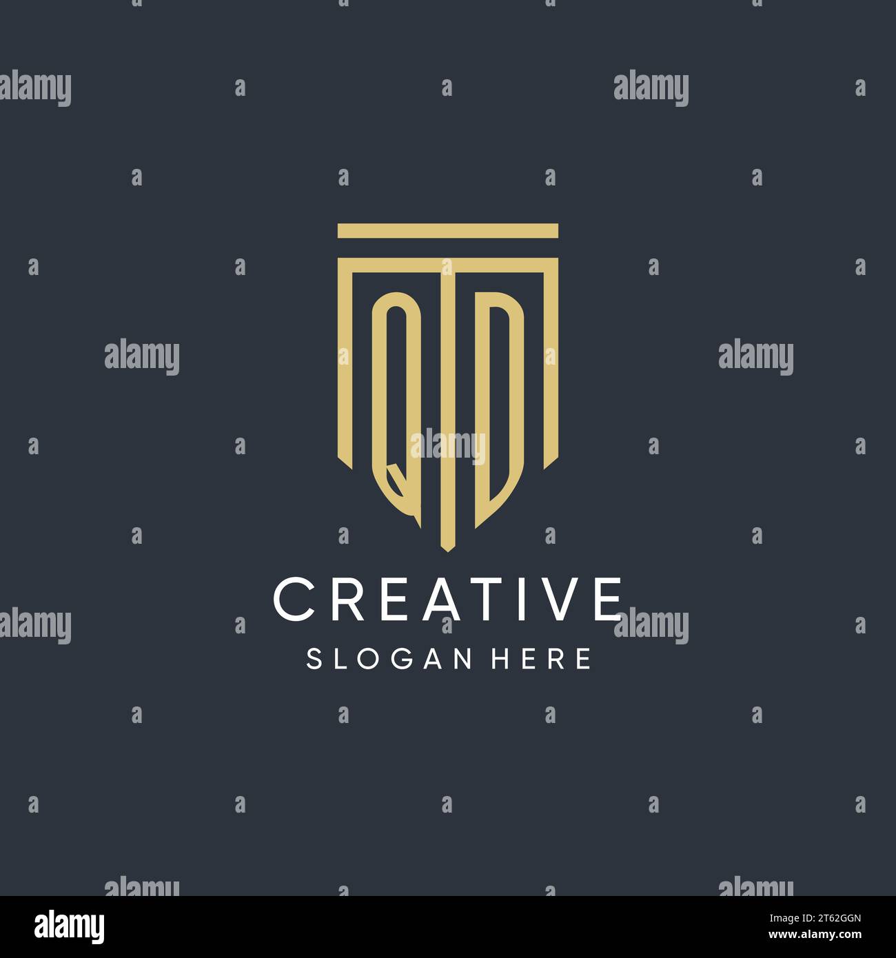 QD monogram with modern and luxury shield shape design vector graphic Stock Vector