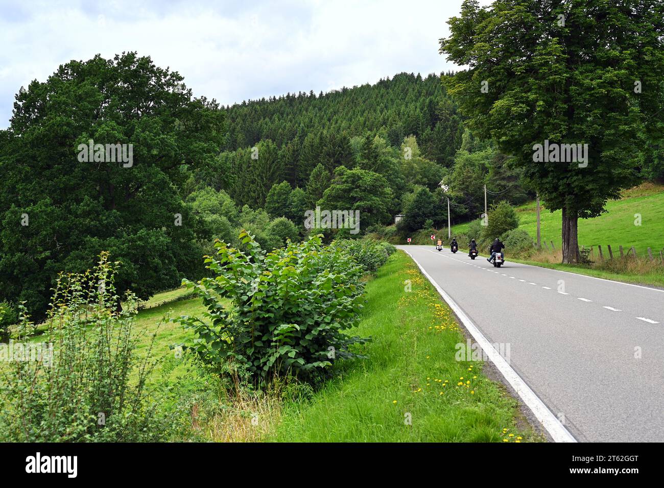Motorcycling through the Ardennes Stock Photo