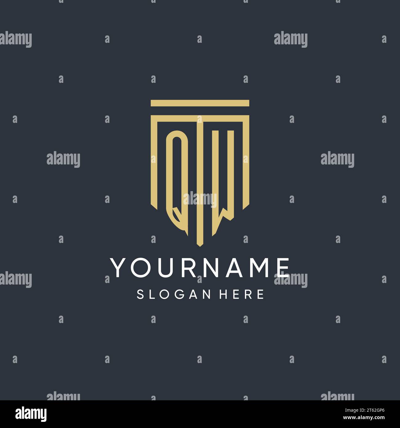 QW monogram with modern and luxury shield shape design vector graphic Stock Vector