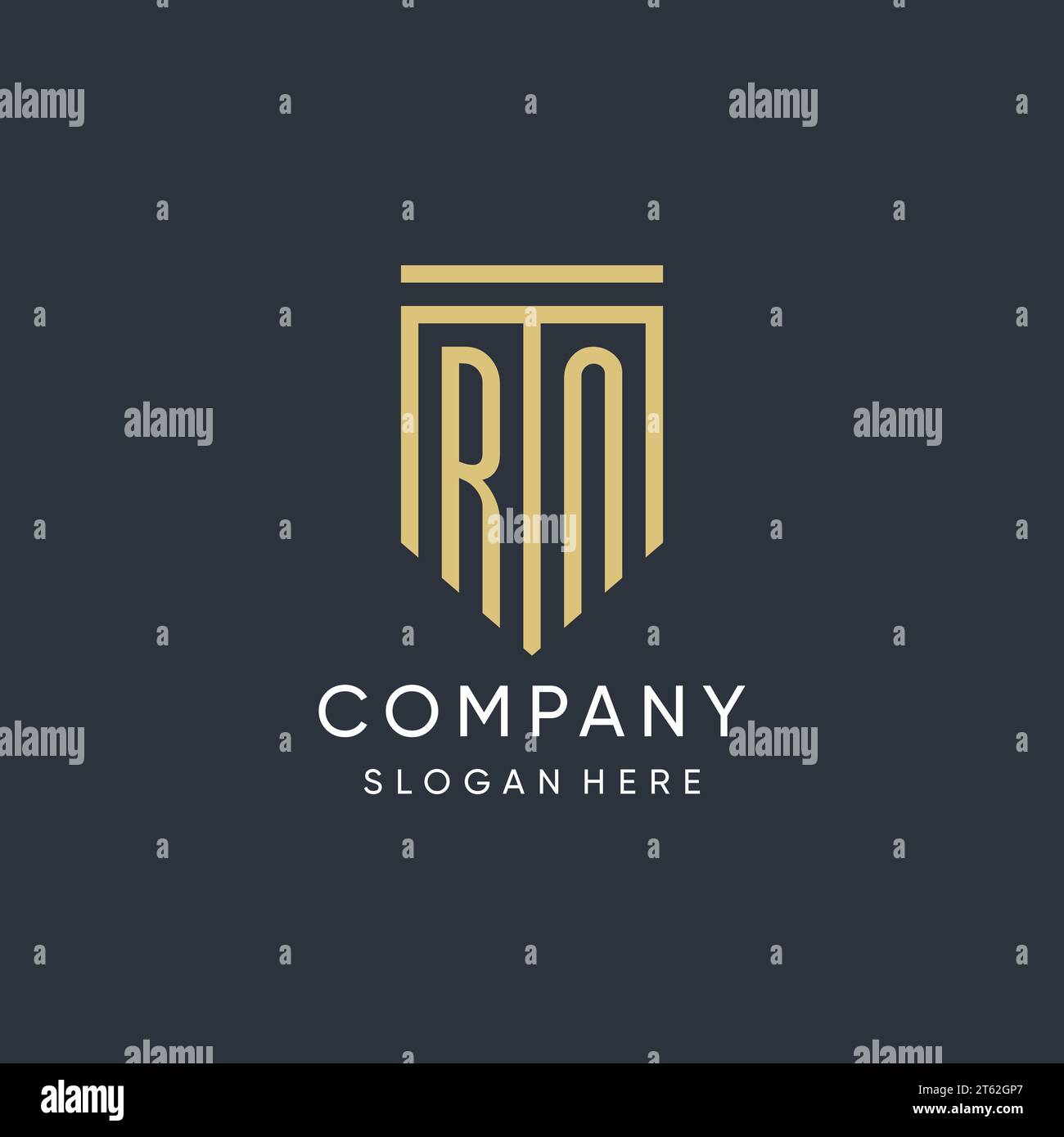 RN monogram with modern and luxury shield shape design vector graphic Stock Vector