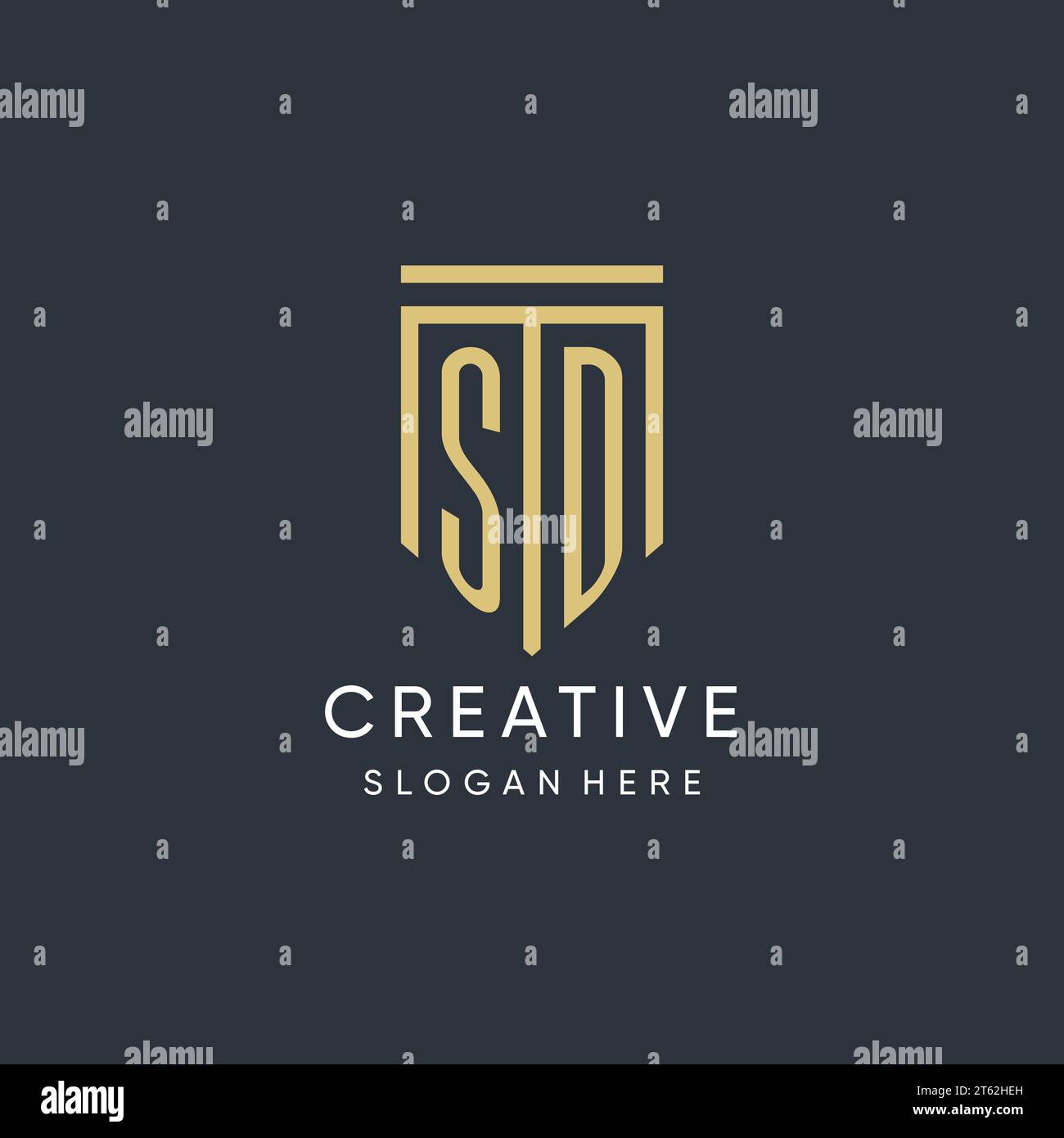 SD monogram with modern and luxury shield shape design vector graphic Stock Vector