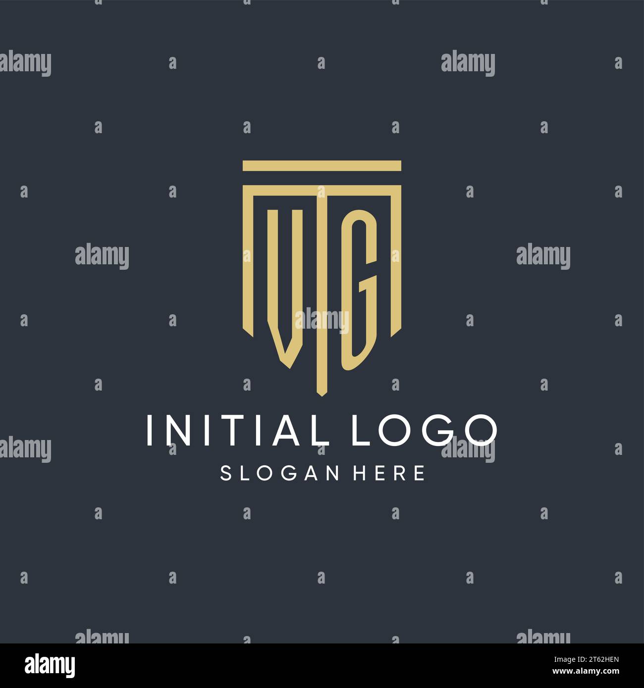 VG monogram with modern and luxury shield shape design vector graphic Stock Vector