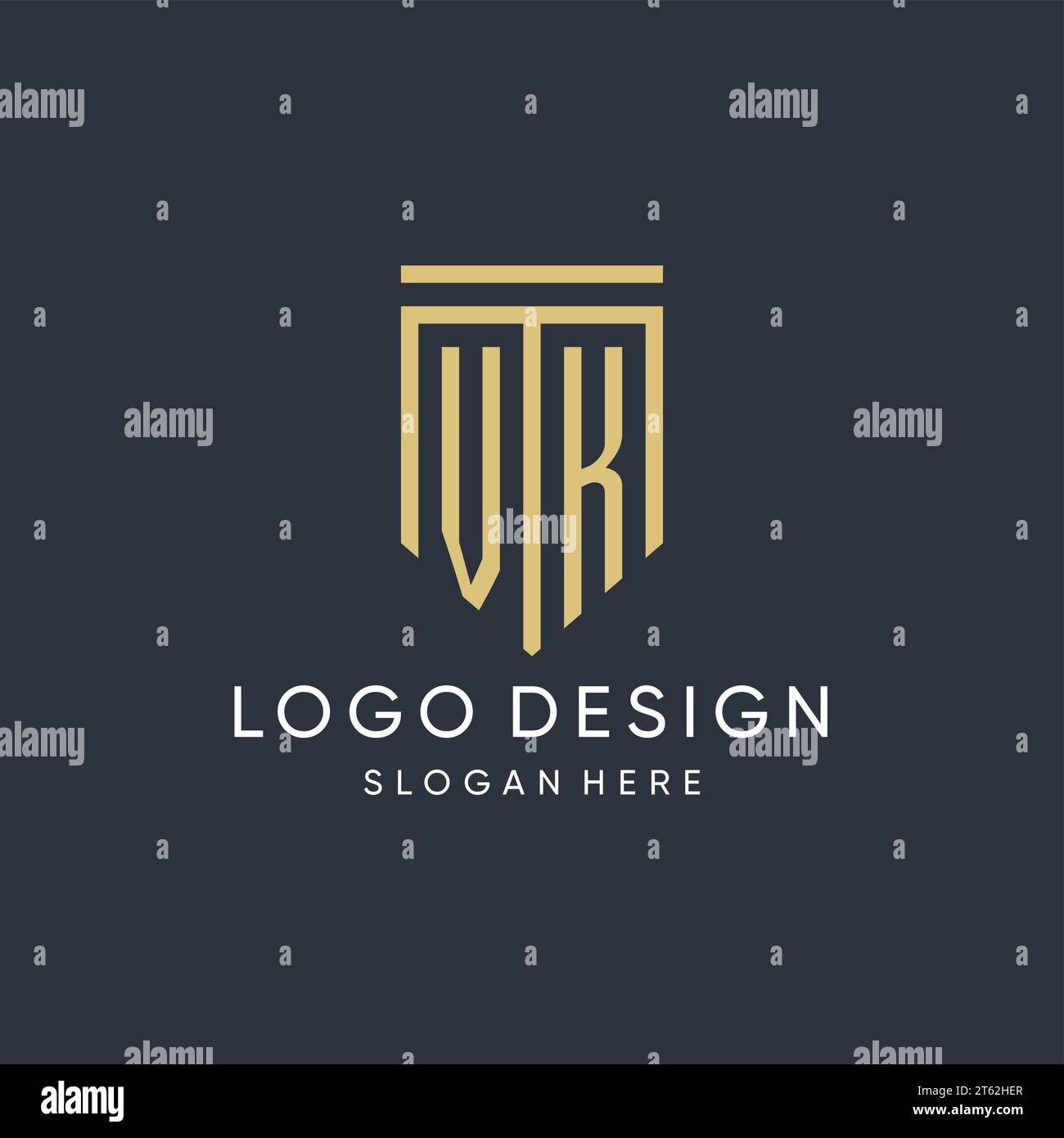 VK monogram with modern and luxury shield shape design vector graphic Stock Vector