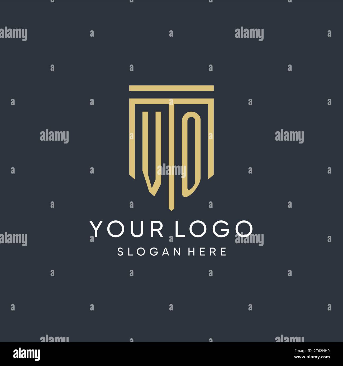 VO monogram with modern and luxury shield shape design vector graphic Stock Vector