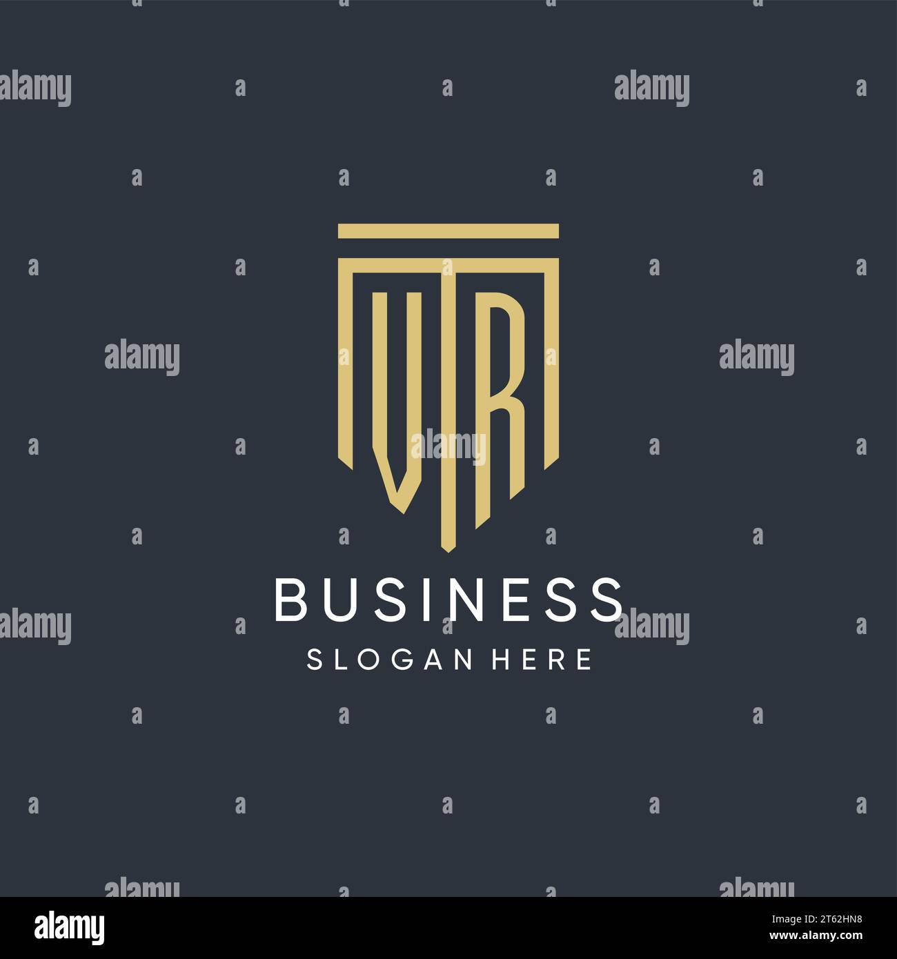 VR monogram with modern and luxury shield shape design vector graphic Stock Vector