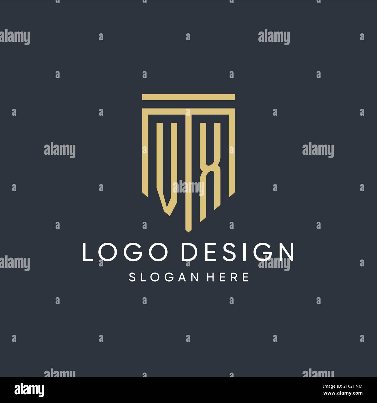 VX monogram with modern and luxury shield shape design vector graphic Stock Vector
