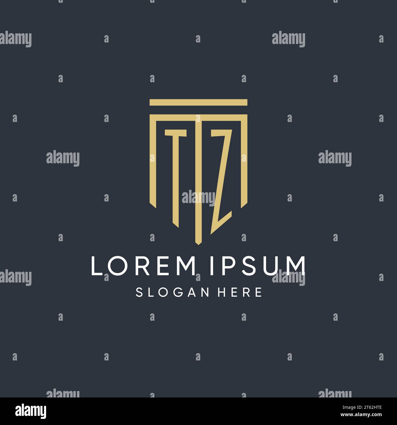 TZ monogram with modern and luxury shield shape design vector graphic Stock Vector