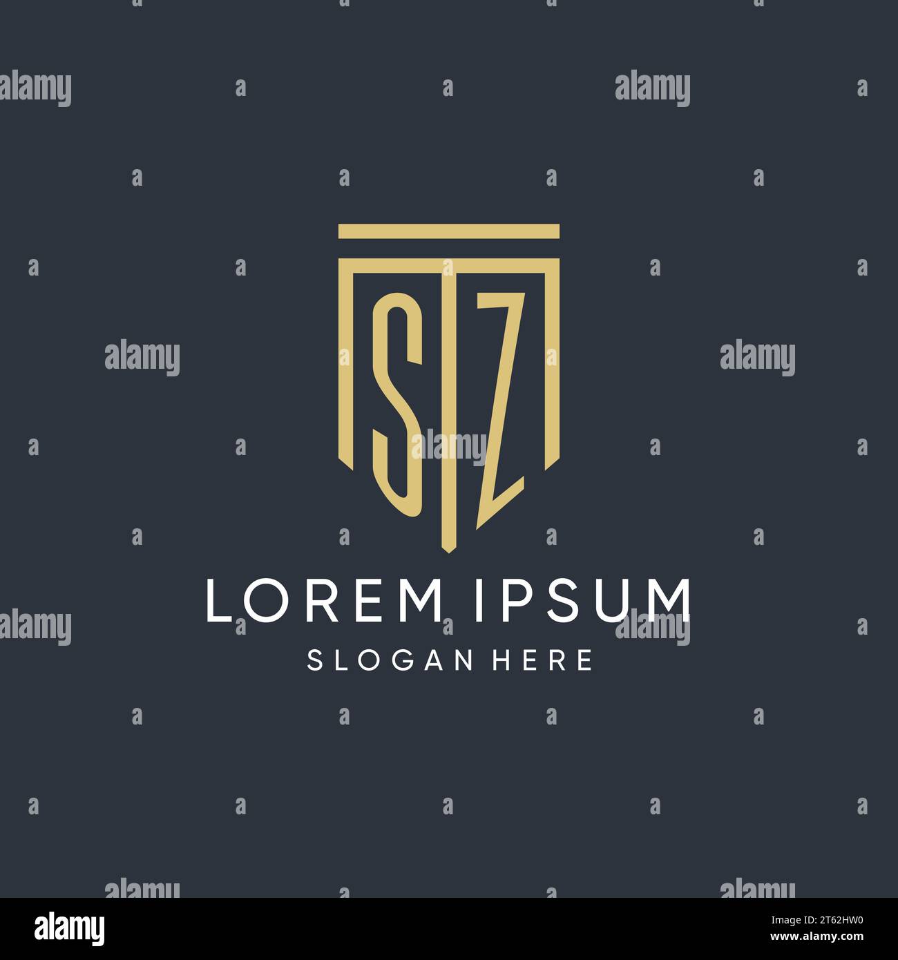 SZ monogram with modern and luxury shield shape design vector graphic Stock Vector