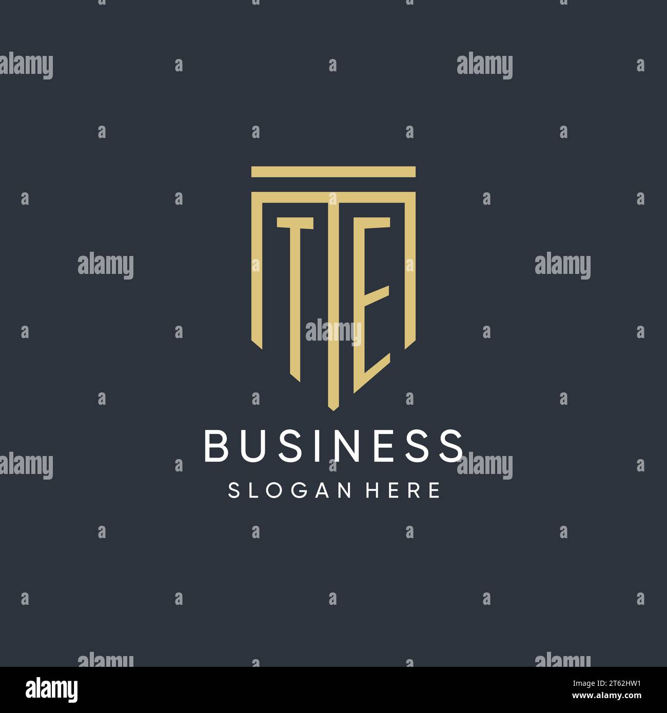 TE monogram with modern and luxury shield shape design vector graphic Stock Vector