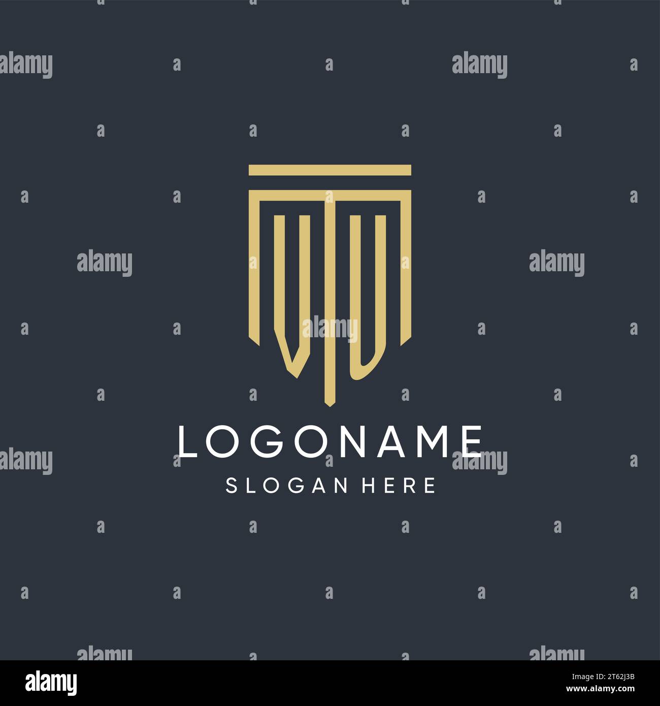VU monogram with modern and luxury shield shape design vector graphic Stock Vector