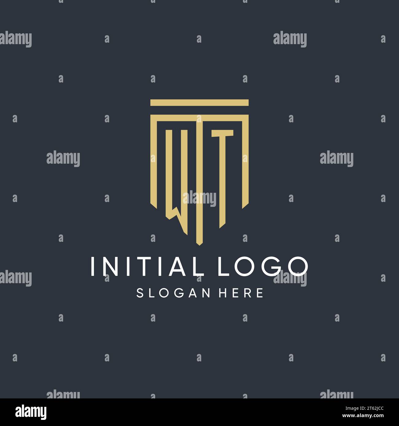 WT monogram with modern and luxury shield shape design vector graphic Stock Vector