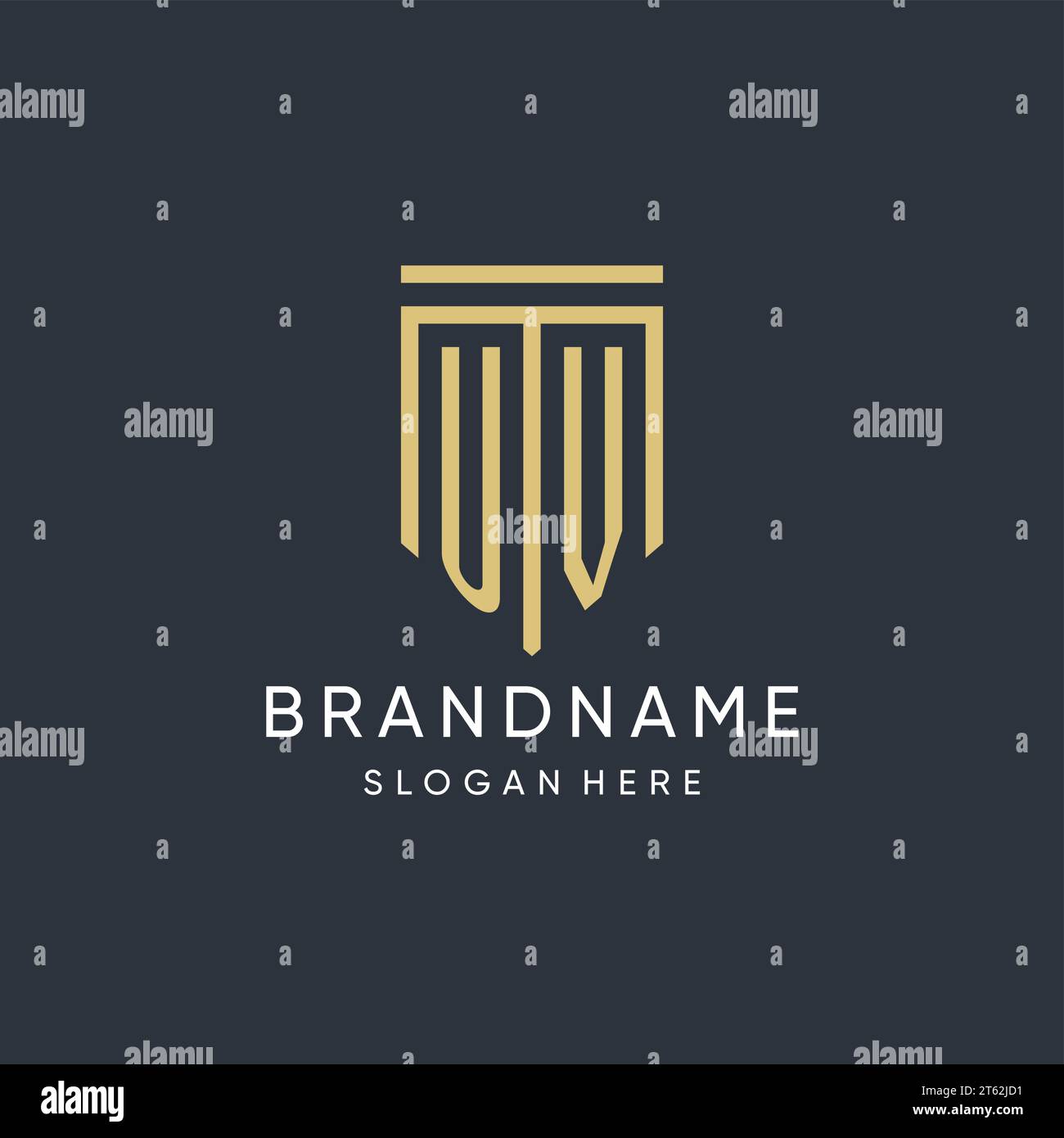 UV monogram with modern and luxury shield shape design vector graphic Stock Vector