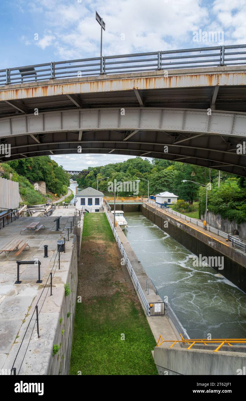 Historic Erie Canal "Flight of Five" Combined Locks, Lockport New York