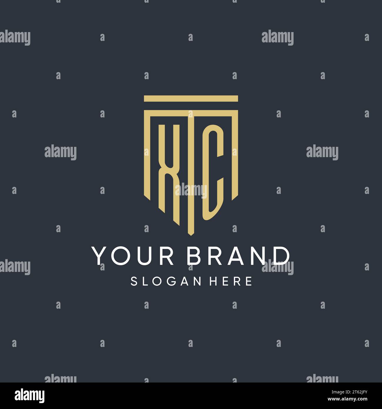XC monogram with modern and luxury shield shape design vector graphic Stock Vector