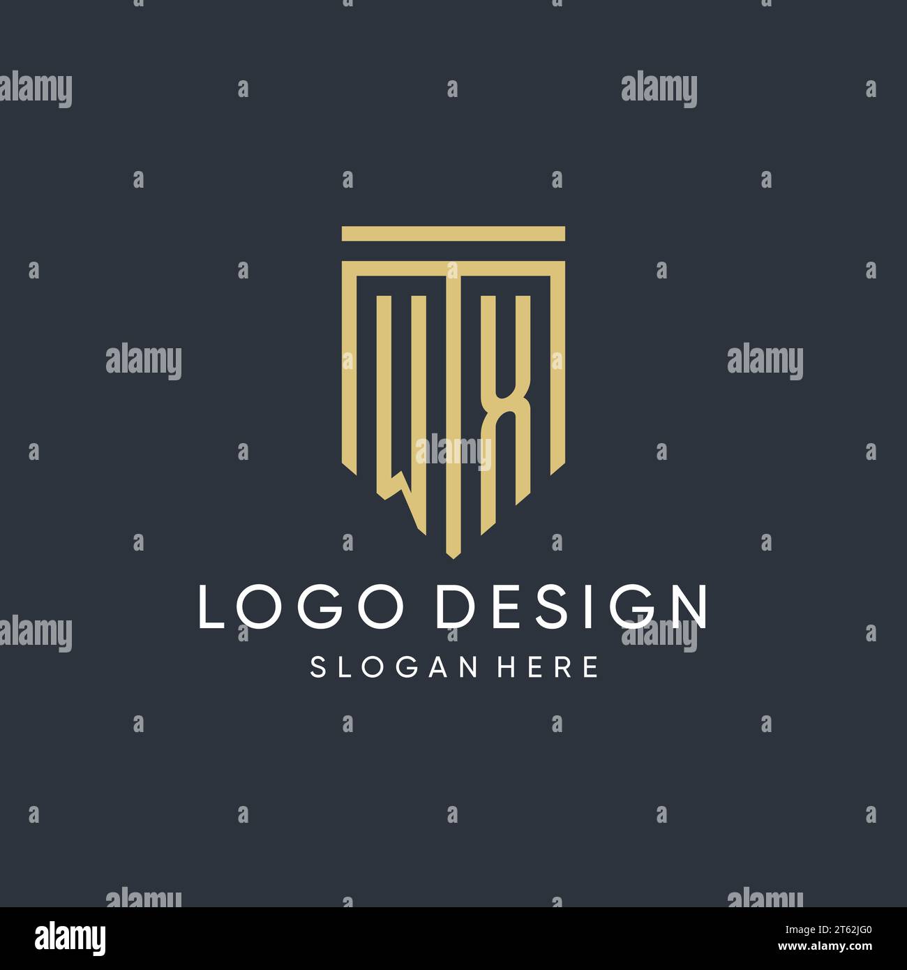 WX monogram with modern and luxury shield shape design vector graphic Stock Vector