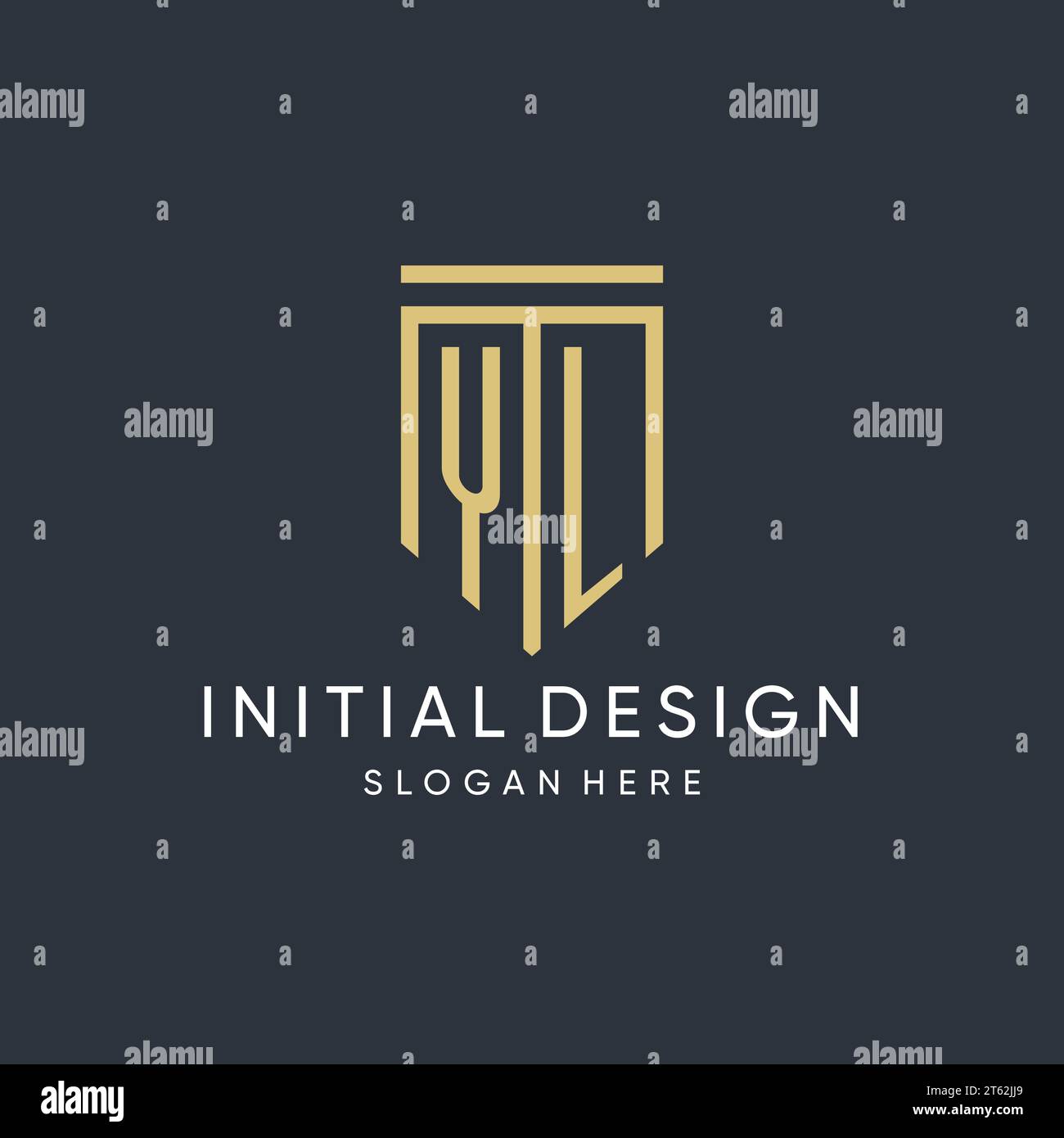 YL monogram with modern and luxury shield shape design vector graphic Stock Vector
