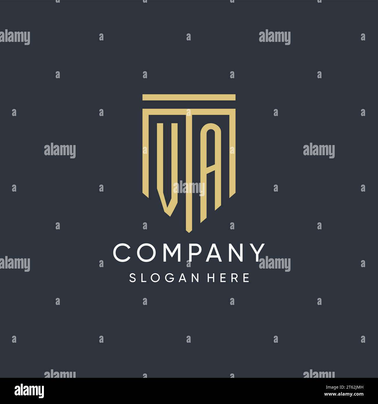 VA monogram with modern and luxury shield shape design vector graphic Stock Vector