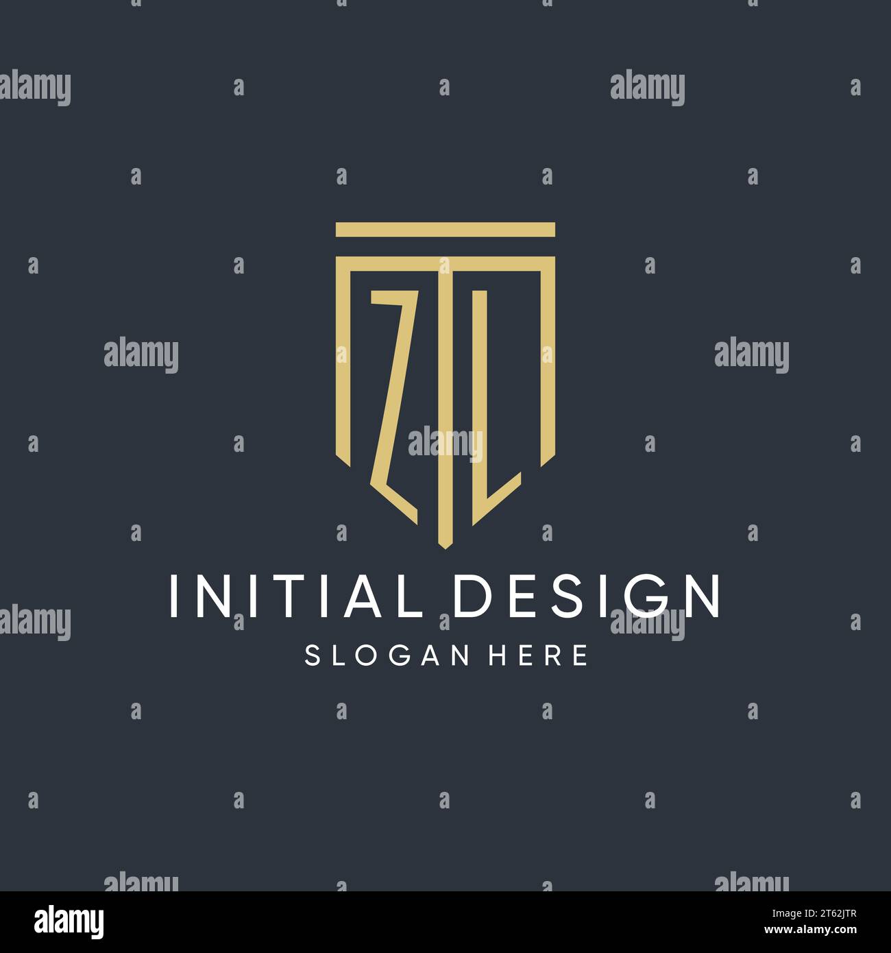 ZL monogram with modern and luxury shield shape design vector graphic ...