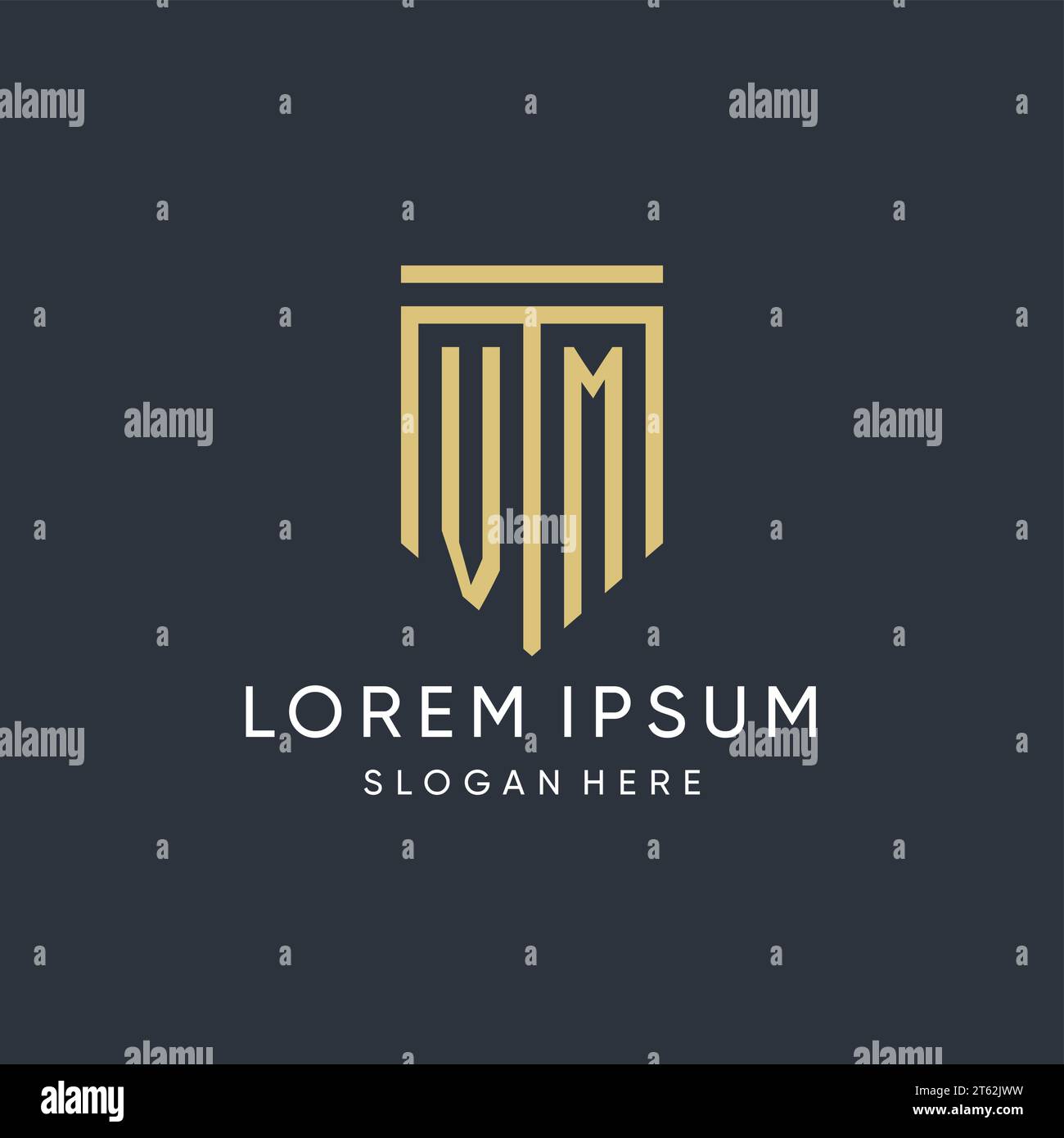 VM monogram with modern and luxury shield shape design vector graphic Stock Vector
