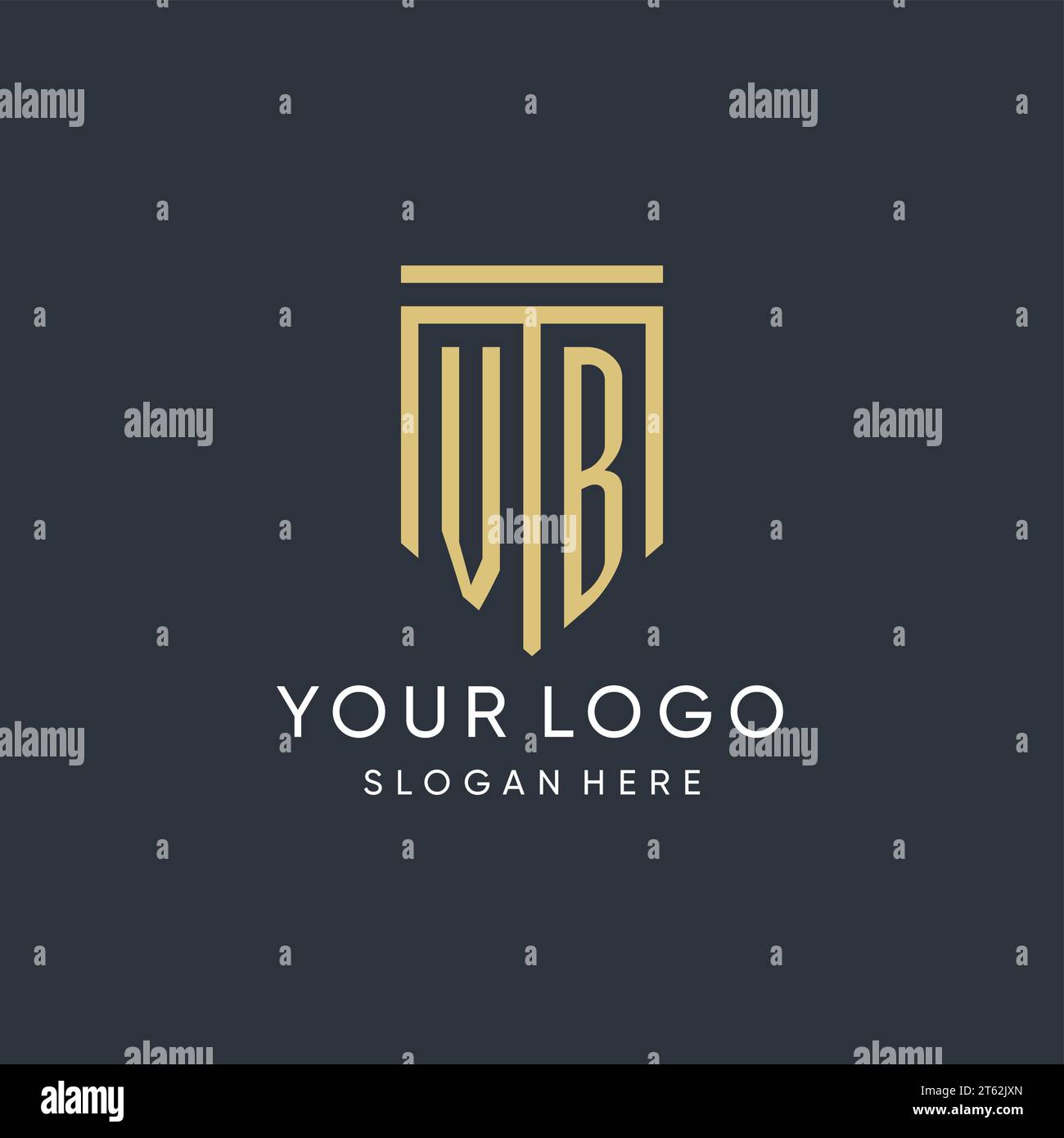 VB monogram with modern and luxury shield shape design vector graphic Stock Vector