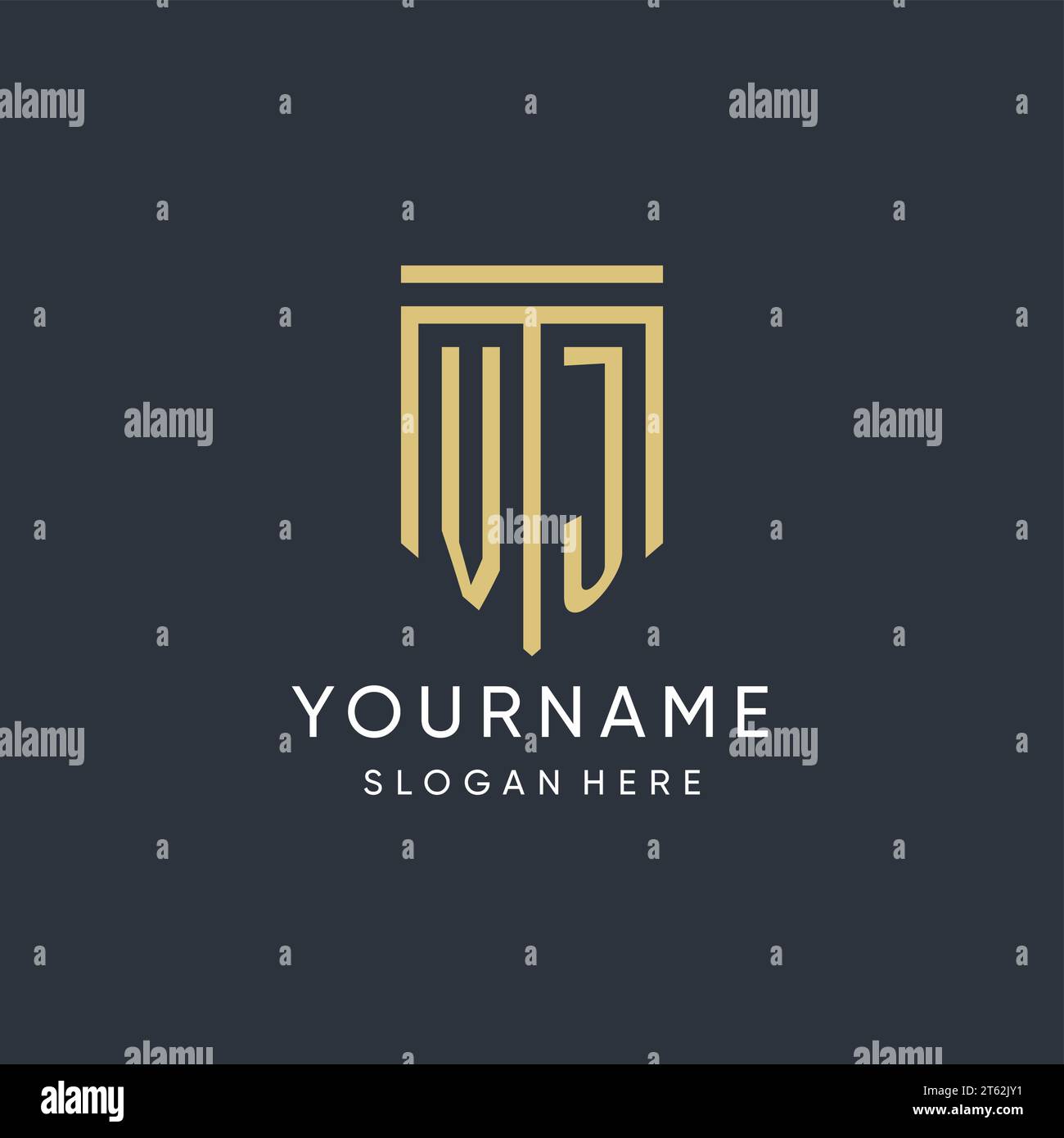 VJ monogram with modern and luxury shield shape design vector graphic Stock Vector