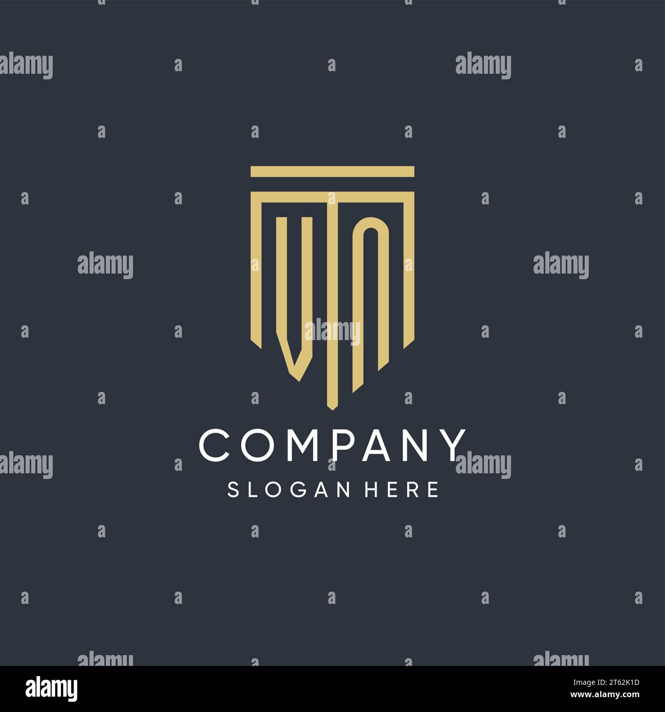VN monogram with modern and luxury shield shape design vector graphic Stock Vector