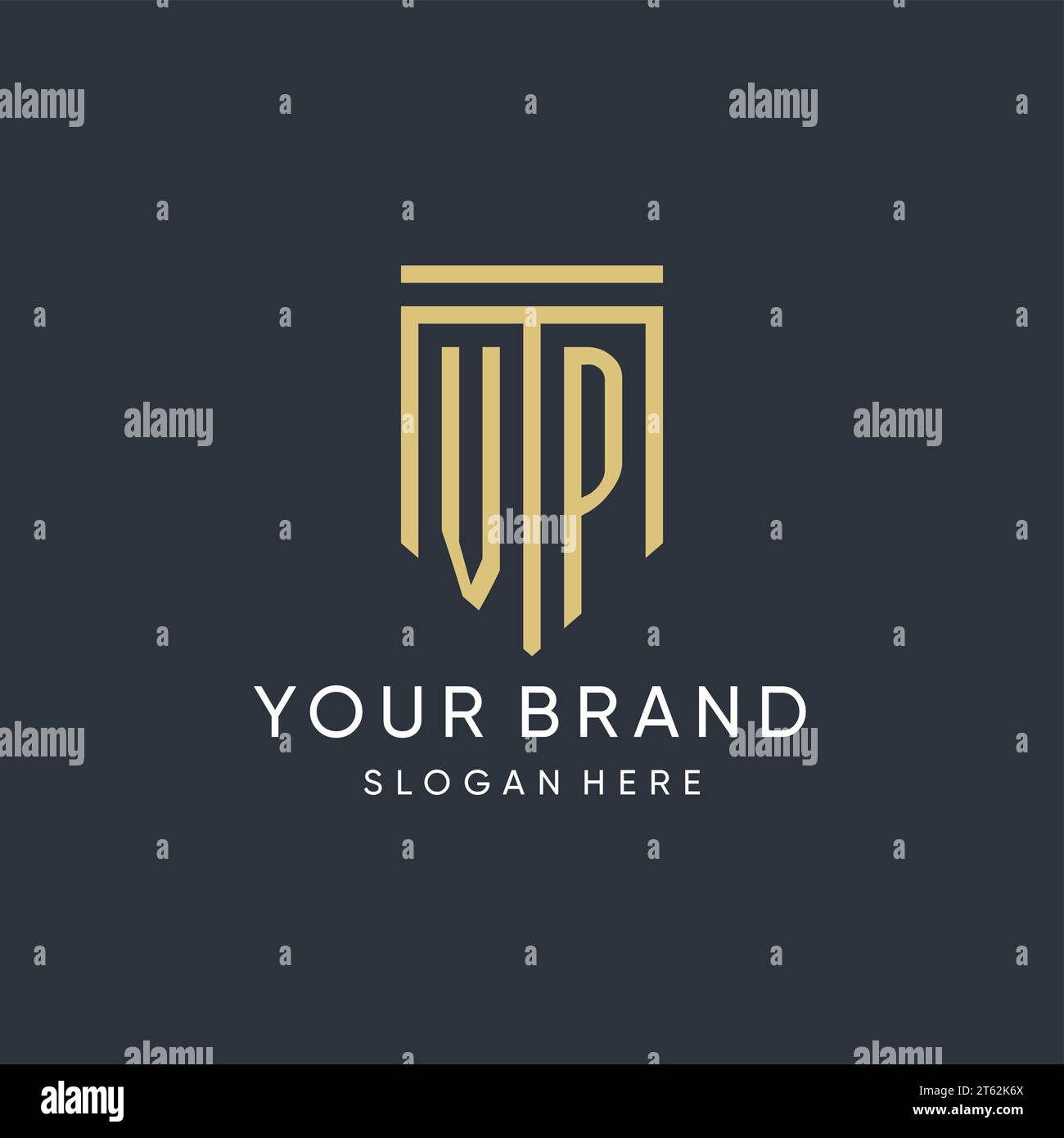 VP monogram with modern and luxury shield shape design vector graphic Stock Vector
