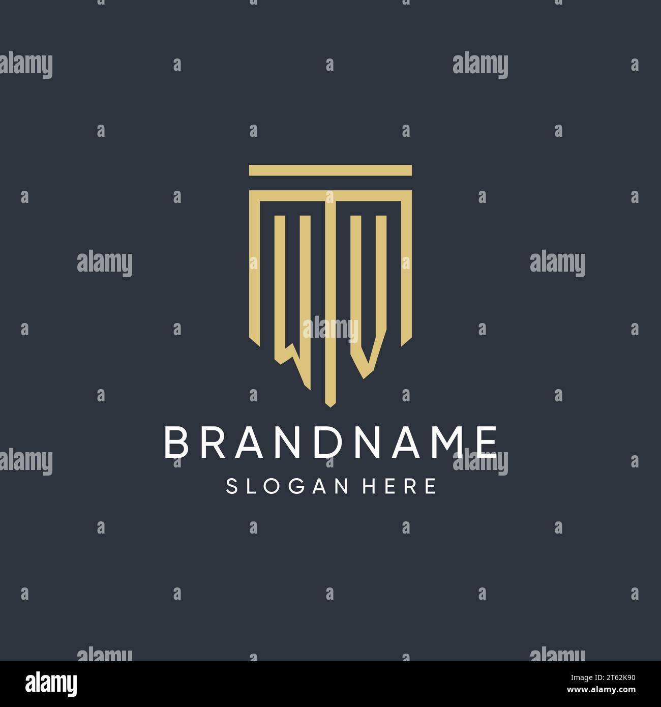 WV monogram with modern and luxury shield shape design vector graphic Stock Vector