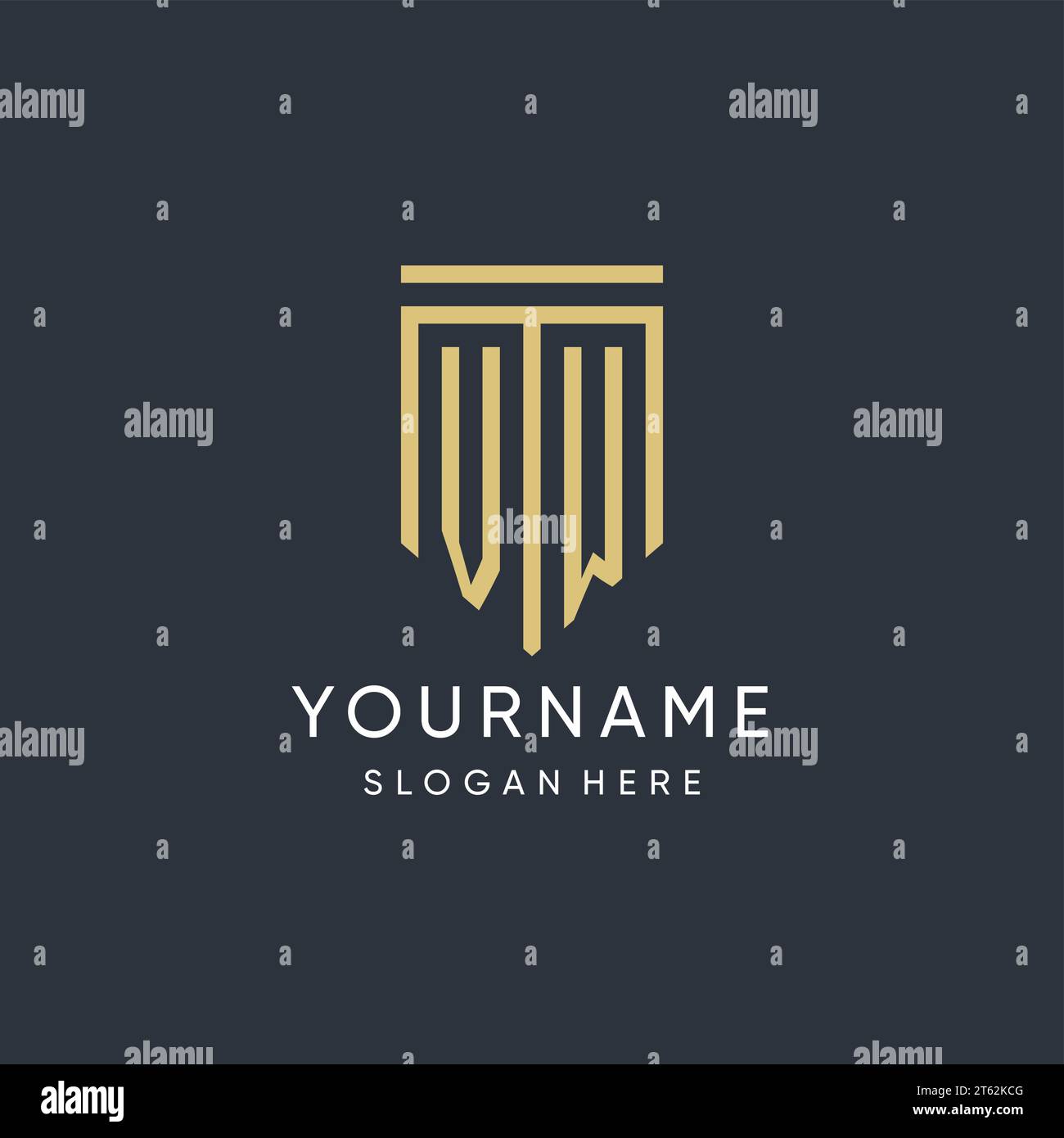 VW monogram with modern and luxury shield shape design vector graphic Stock Vector