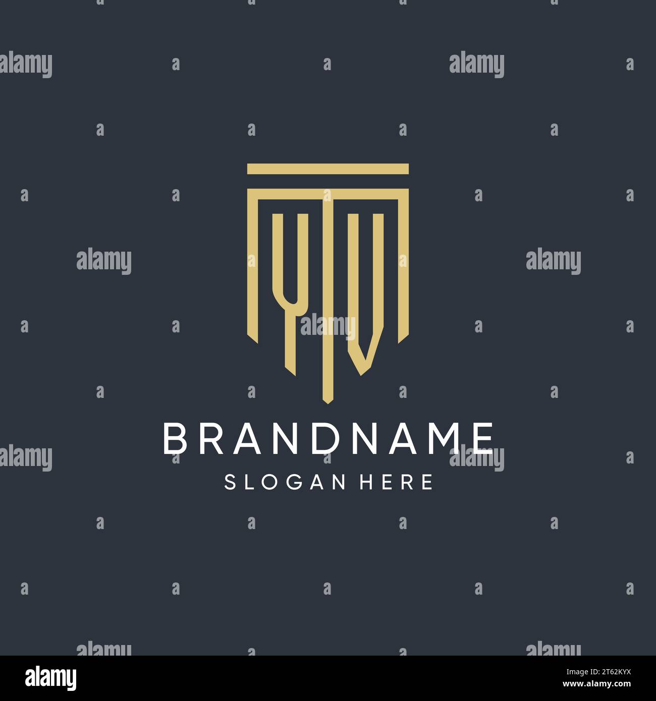 YV monogram with modern and luxury shield shape design vector graphic Stock Vector