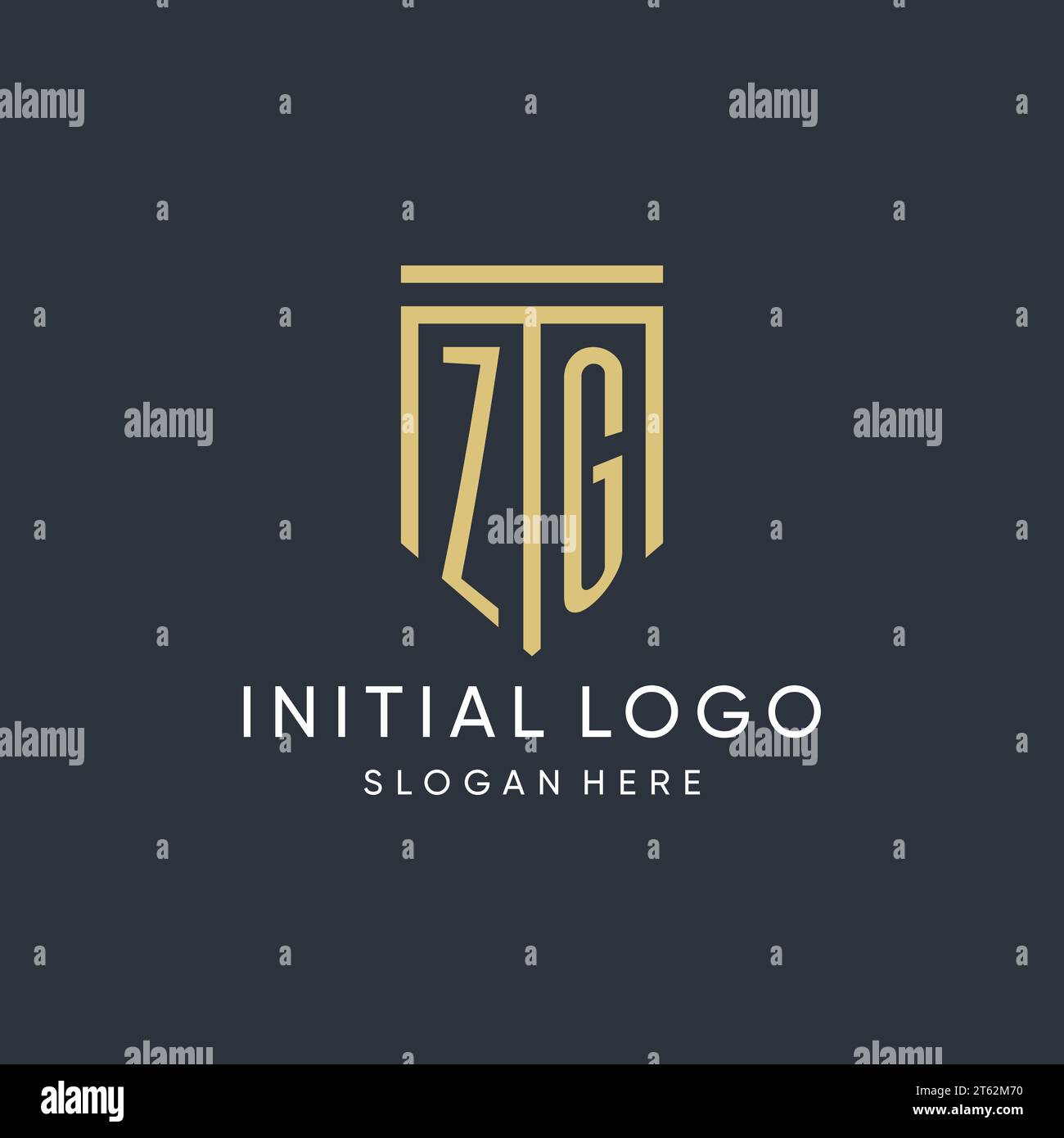 ZG monogram with modern and luxury shield shape design vector graphic Stock Vector