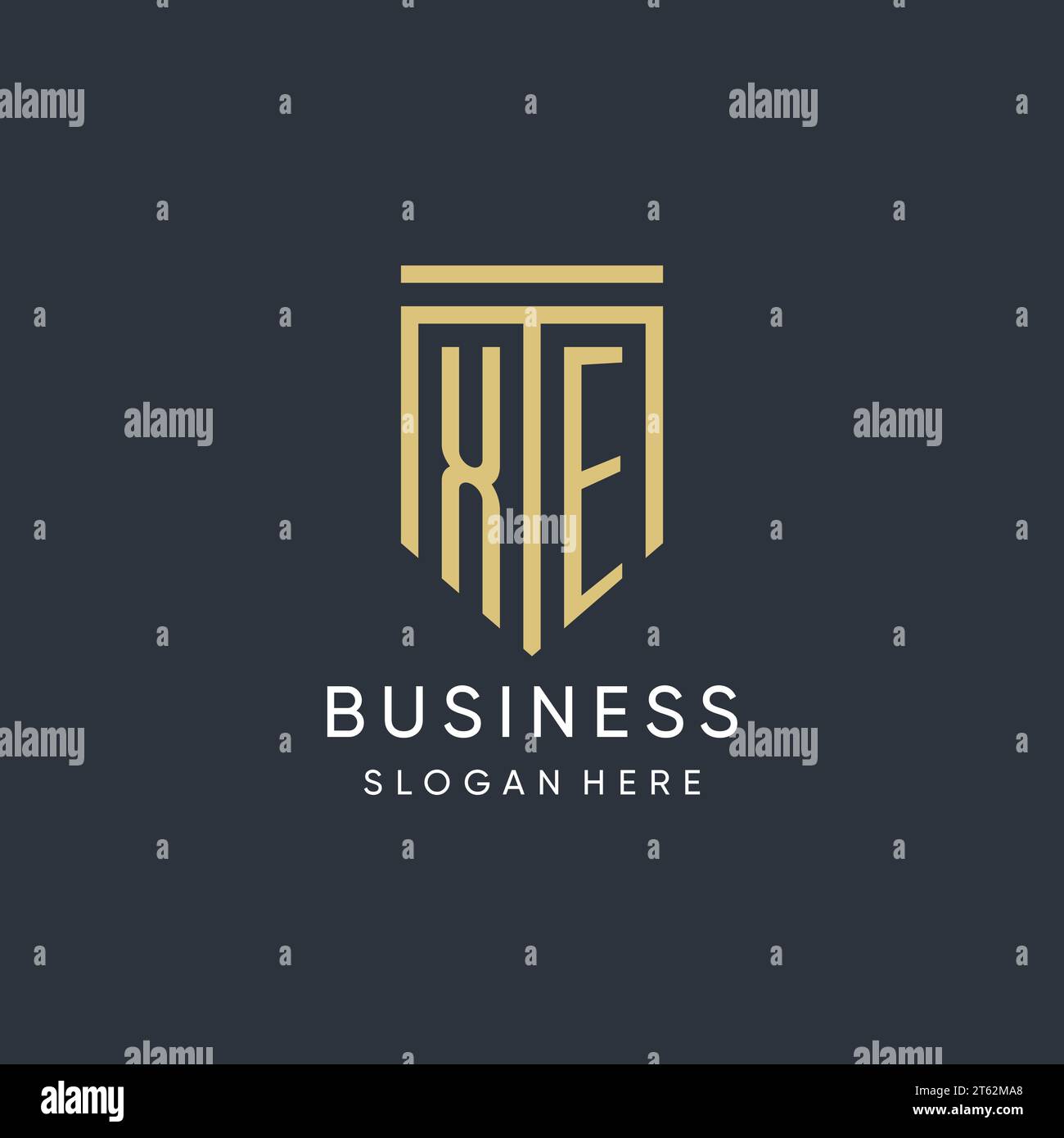 XE monogram with modern and luxury shield shape design vector graphic Stock Vector