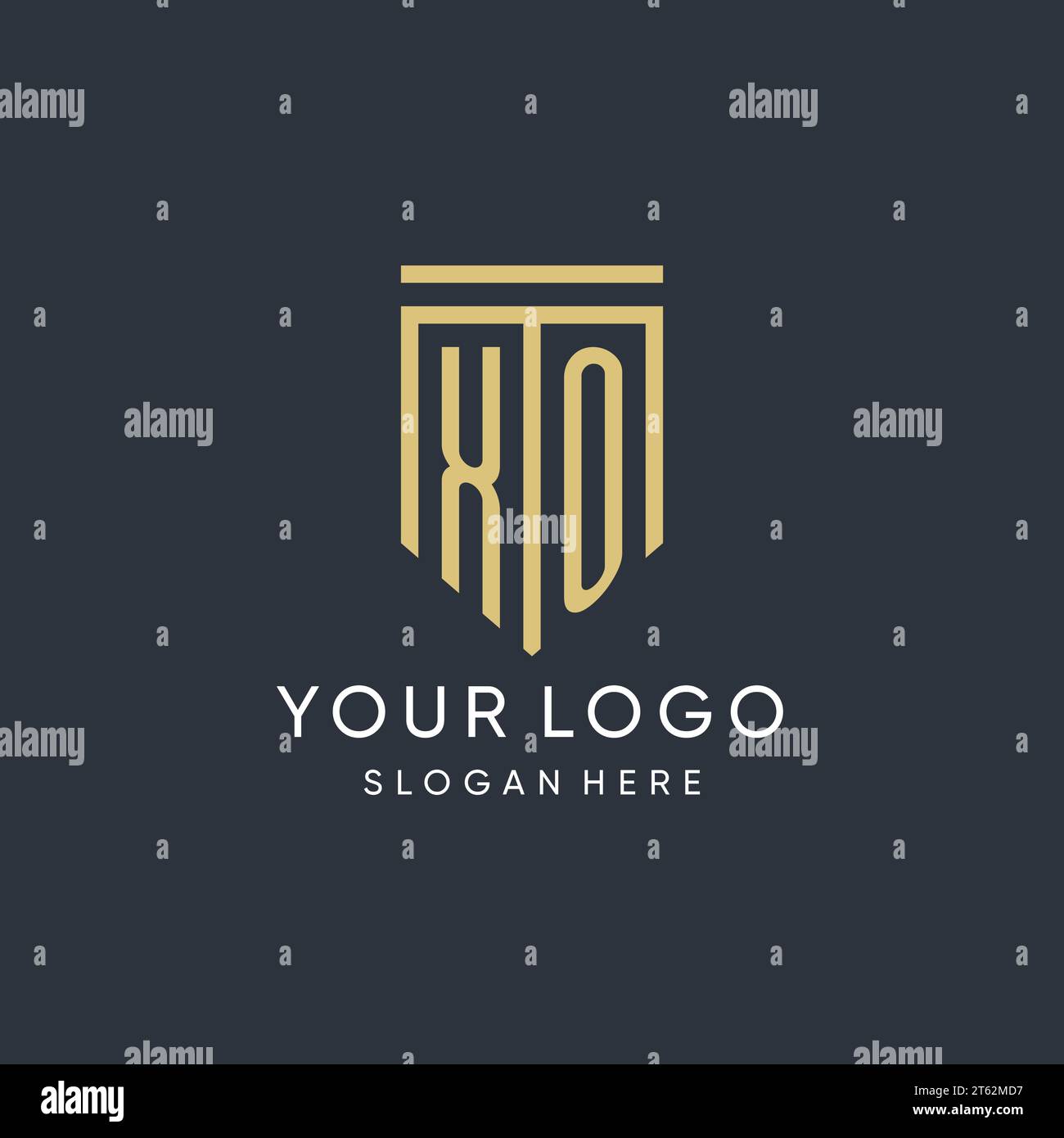 XO monogram with modern and luxury shield shape design vector graphic Stock Vector