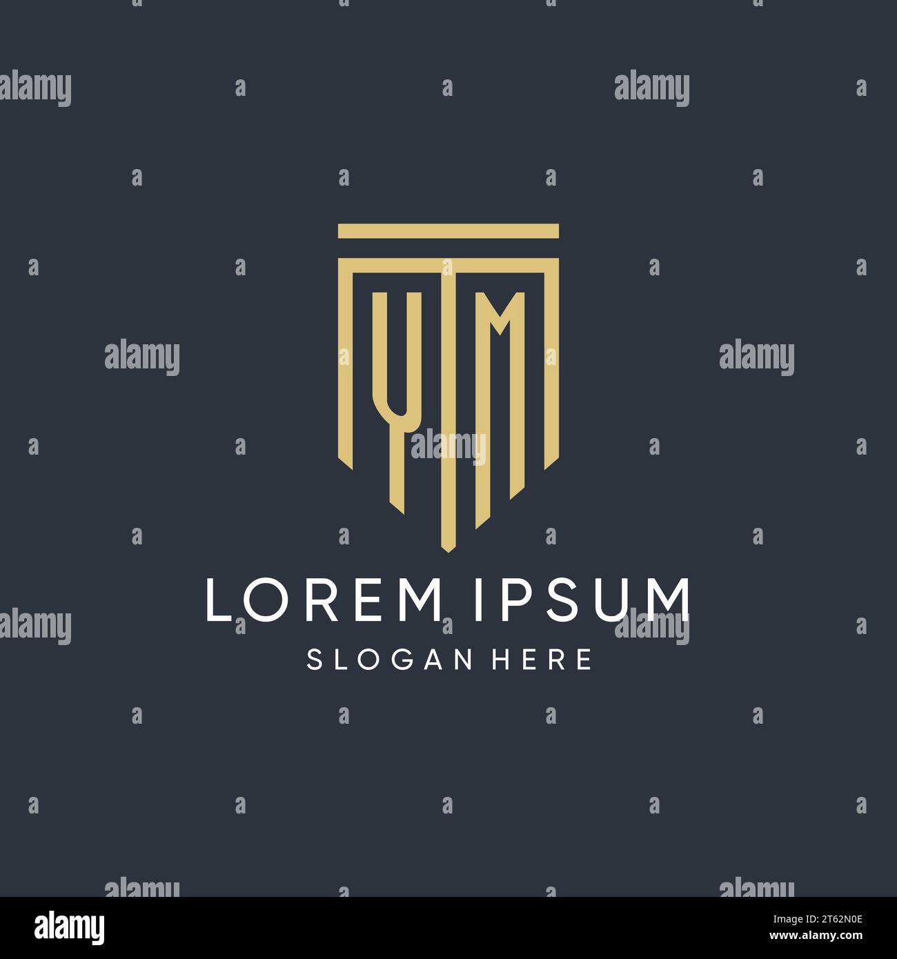 YM monogram with modern and luxury shield shape design vector graphic Stock Vector