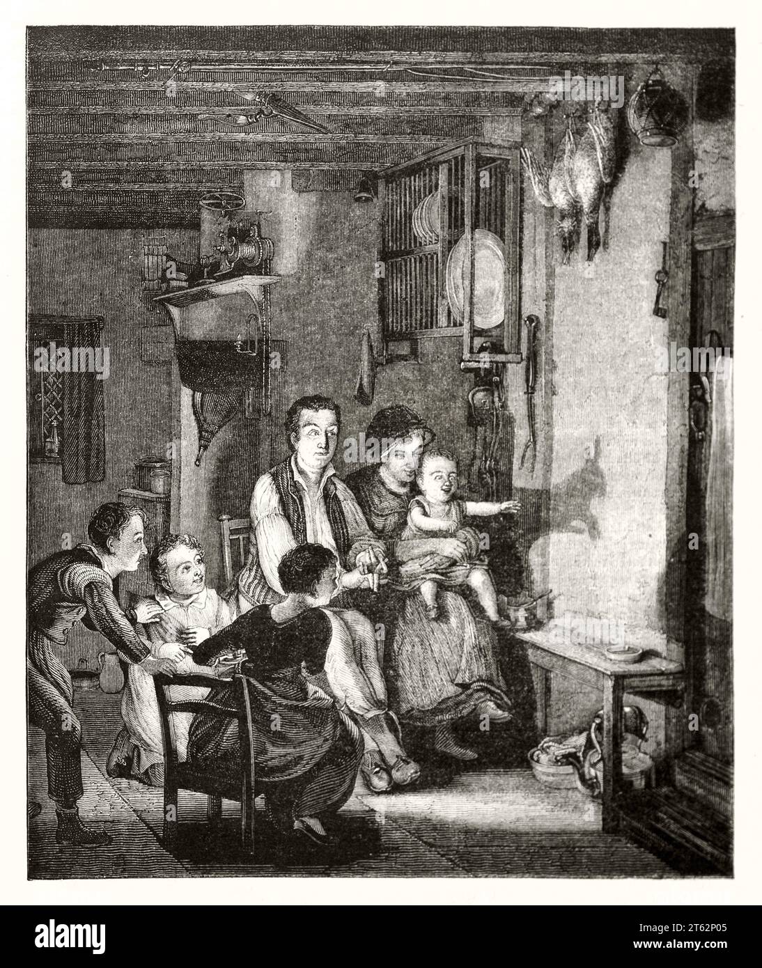 Old illustration depicting a man creating rabbit hand shadow. By ...