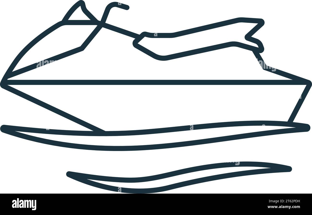 Jet ski outline icon. Monochrome simple sign from transportation