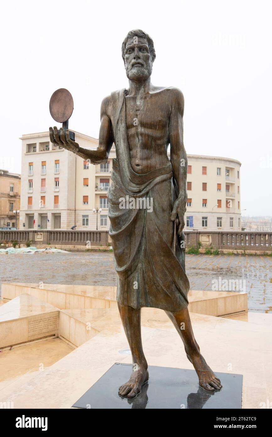 Public Statue Of Scientist Archimedes Stock Photo Alamy