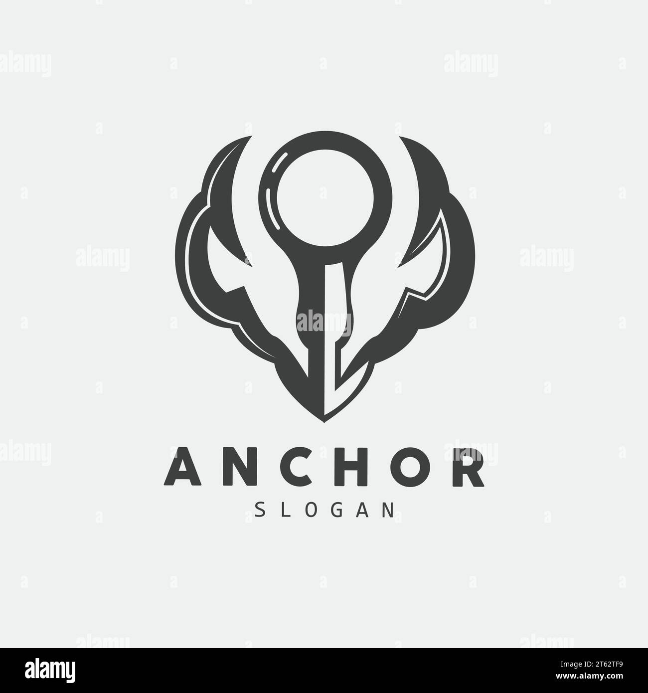 Anchor Logo, Ocean Ship Vector, Simple Minimalist Design, Anchor Icon, Spartan, Ocean, Symbol Template Illustration Stock Vector