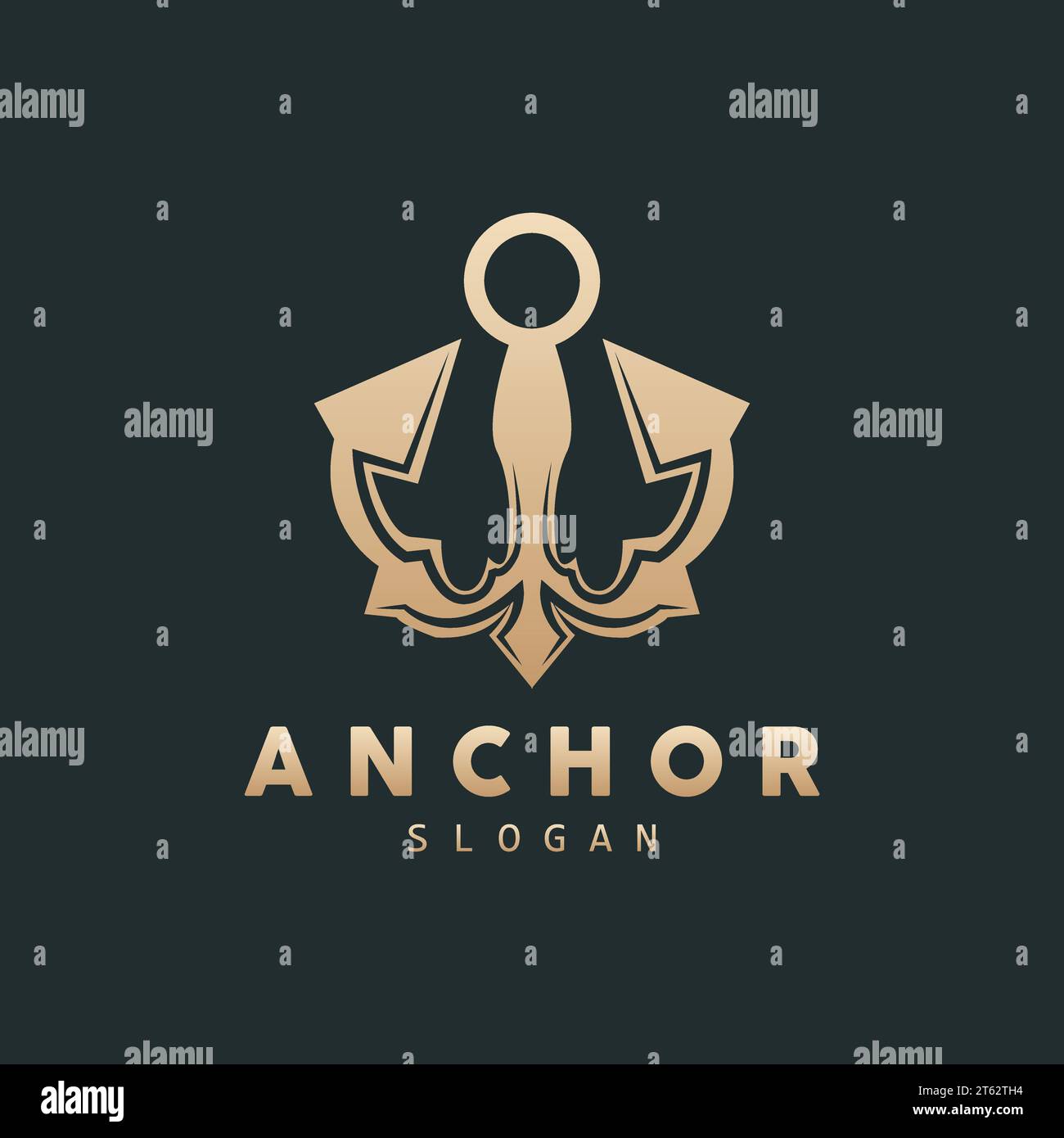 Anchor Logo, Ocean Ship Vector, Simple Minimalist Design, Anchor Icon, Spartan, Ocean, Symbol Template Illustration Stock Vector