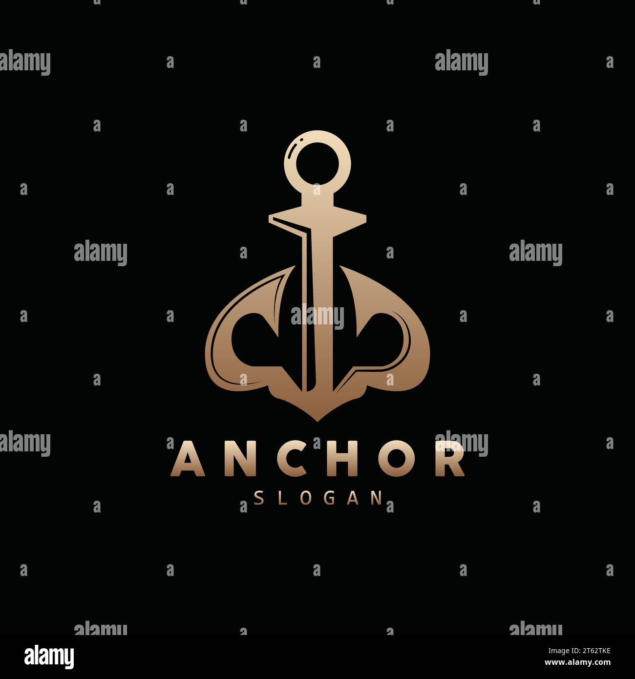 Anchor Logo, Ocean Ship Vector, Simple Minimalist Design, Anchor Icon, Spartan, Ocean, Symbol Template Illustration Stock Vector