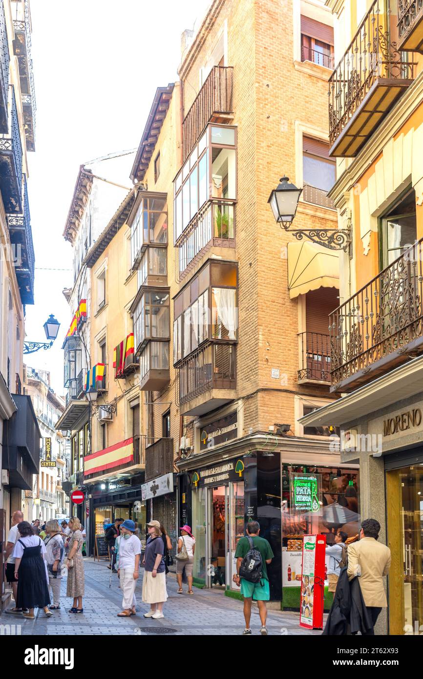Shopping street, Calle Comercio, Toledo, Castilla–La Mancha, Kingdom of Spain Stock Photo