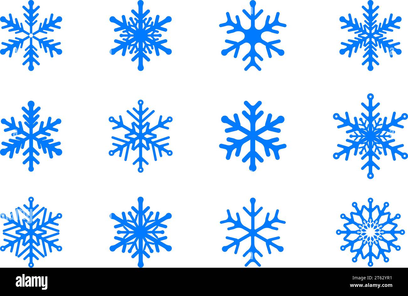 Snowflake icon collection. Christmas decorative element. Flat vector illustration Stock Vector