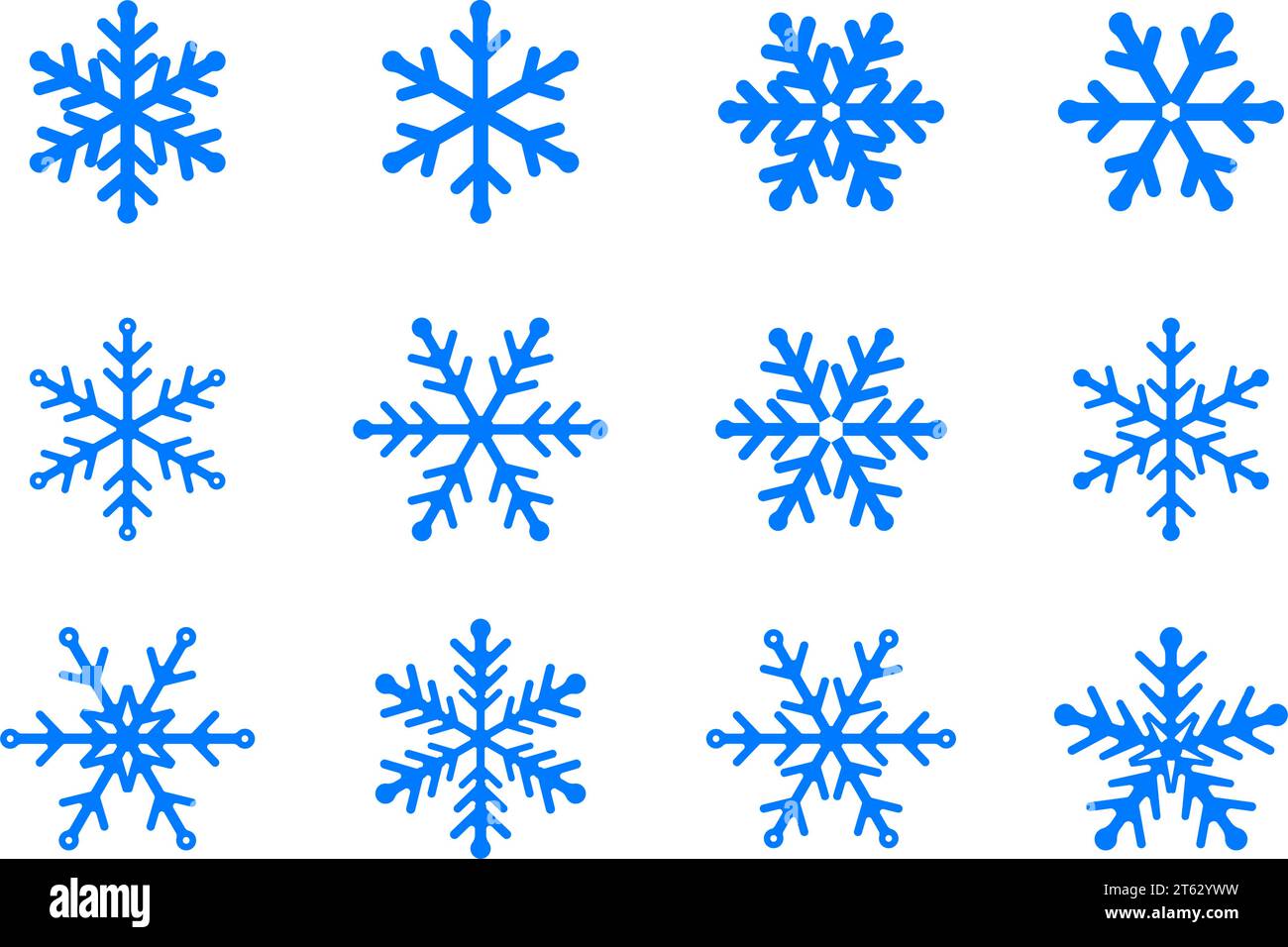 Snowflake icon collection. Christmas decorative element. Flat vector illustration Stock Vector