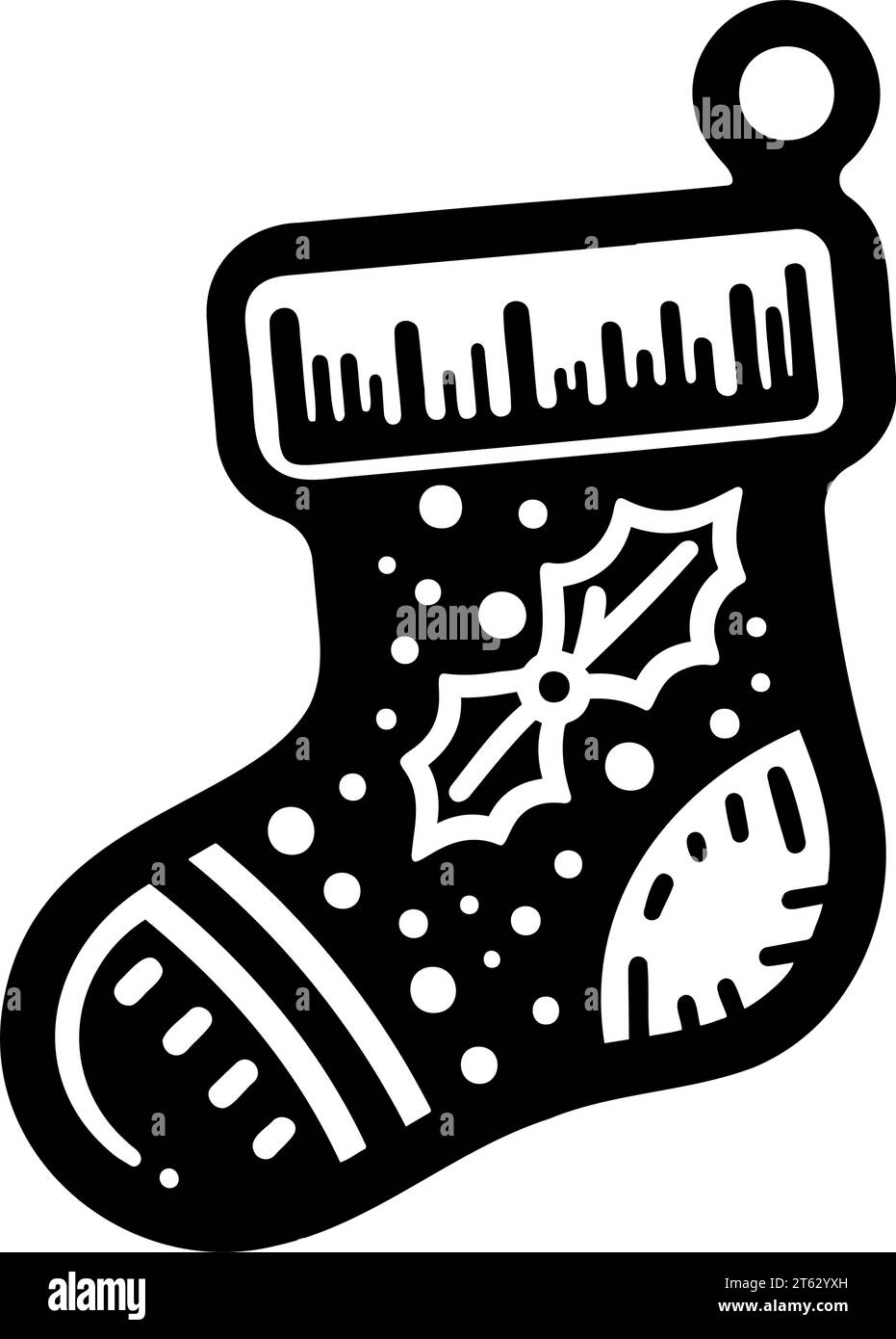 Christmas Stocking icon. Monochrome clip art. Vector illustration Stock Vector