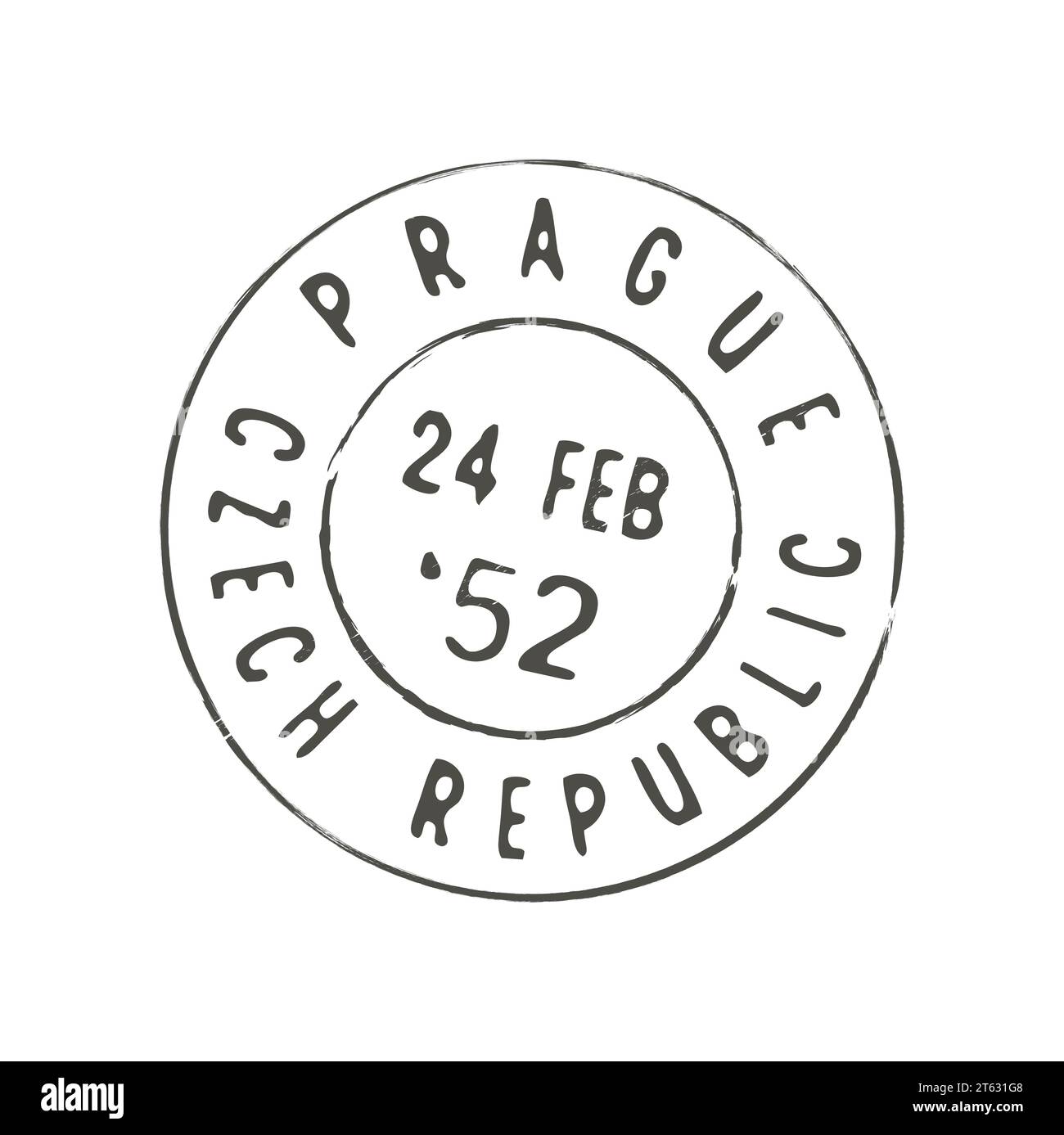 Prague postage and postal stamp. Letter Czech Republic city ink stamp, post departure European country region aged vector imprint or postage Prague town vintage round postmark Stock Vector