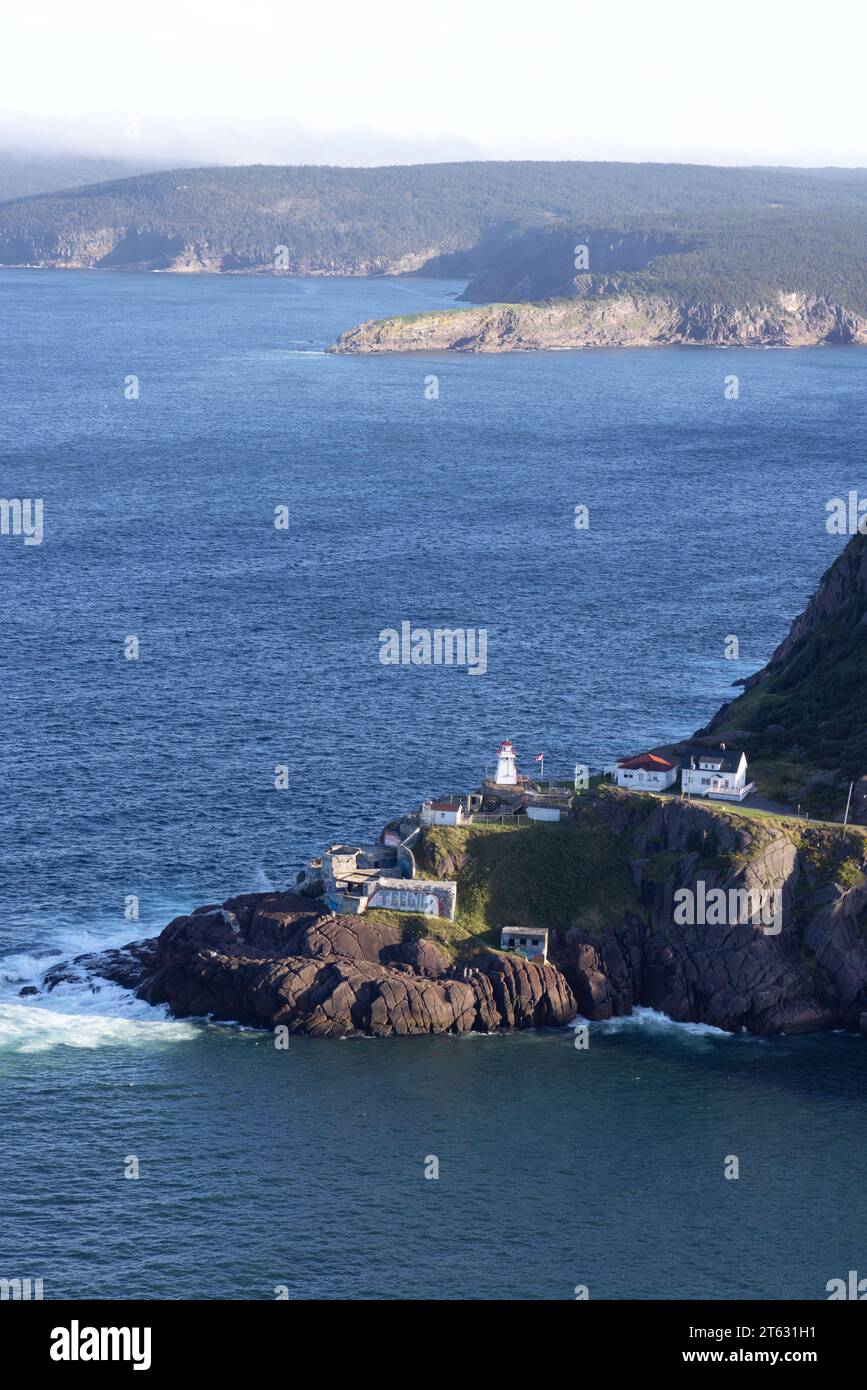 Fort Amherst Lighthouse Newfoundland, at the entrance to St Johns harbour, Canada coast landscape, St Johns, Newfoundland, Canada Stock Photo