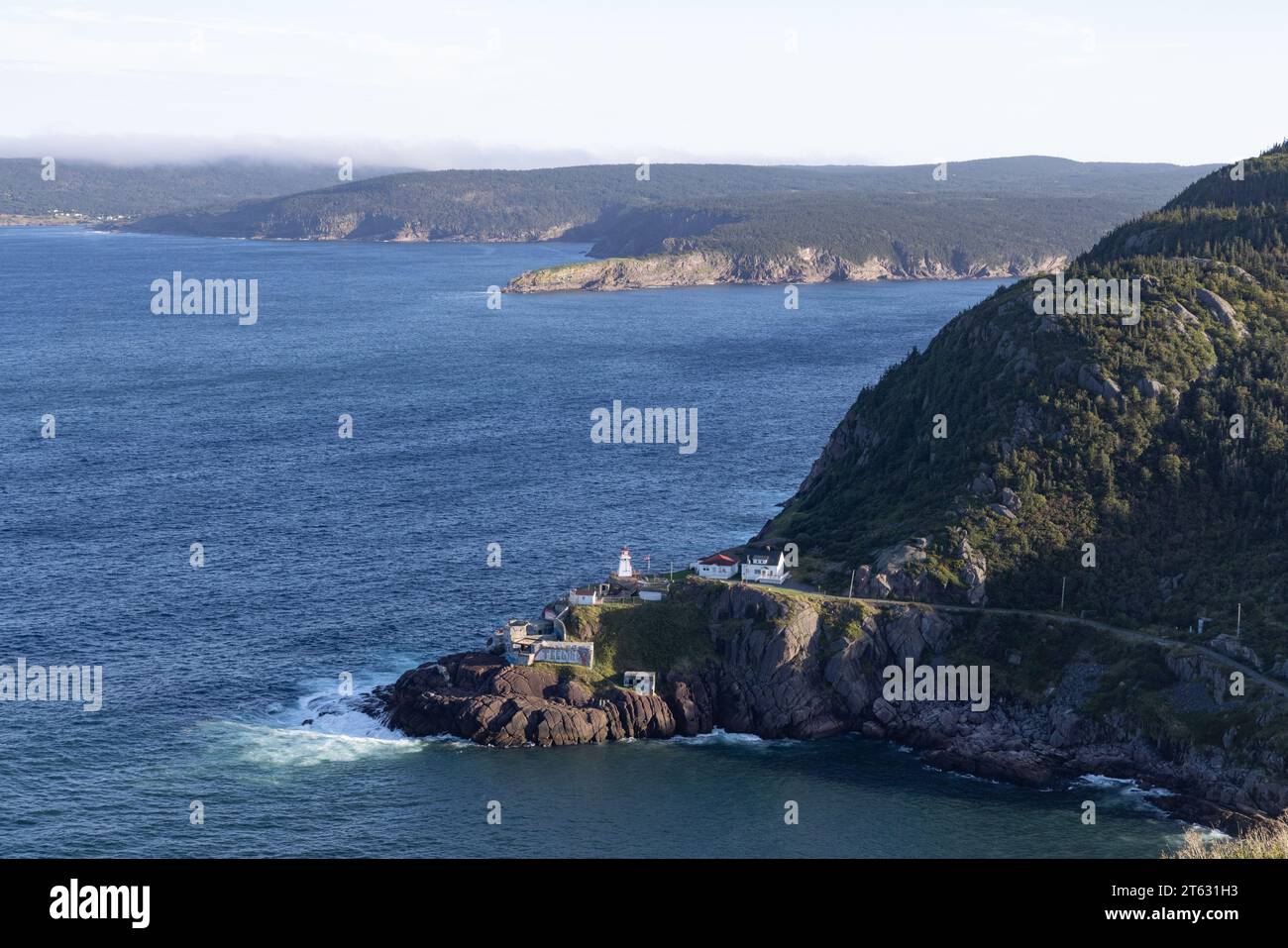 Fort Amherst Lighthouse Newfoundland, at the entrance to St Johns harbour, Canada coast landscape, St Johns, Newfoundland, Canada Stock Photo