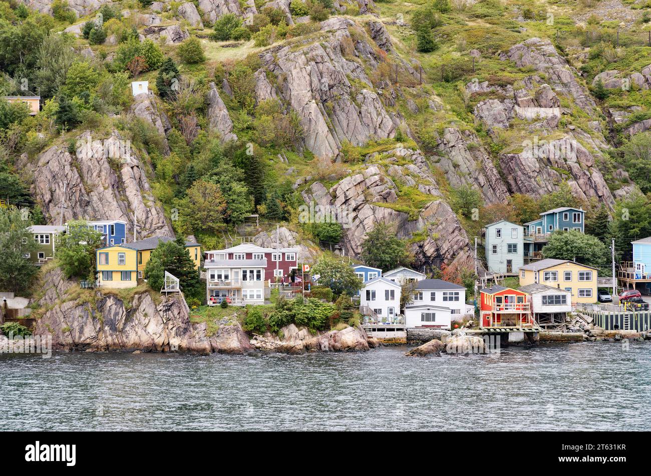 Colourful houses along the canadian coast at St Johns, Newfoundland Canada Stock Photo